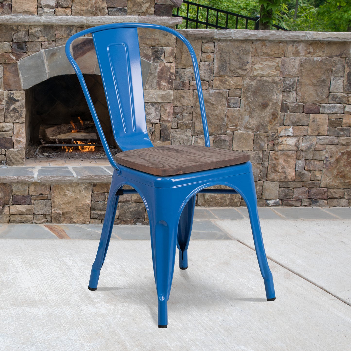 Blue Metal Stack Chair CH-31230-BL-WD-GG