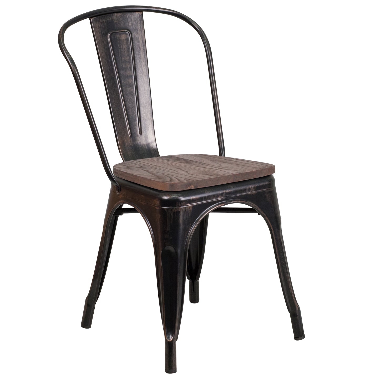 Aged Black Metal/Wood Chair CH-31230-BQ-WD-GG