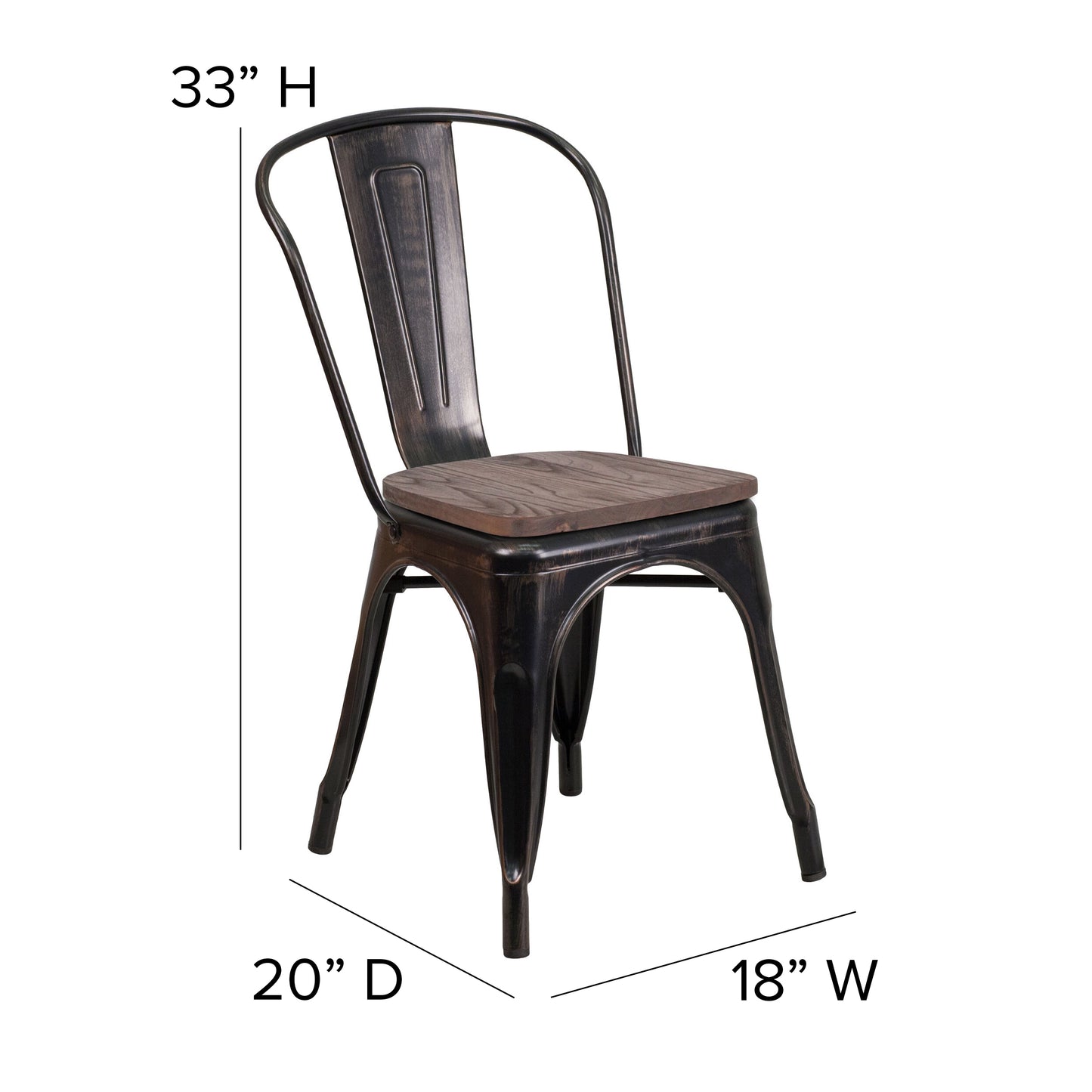 Aged Black Metal/Wood Chair CH-31230-BQ-WD-GG