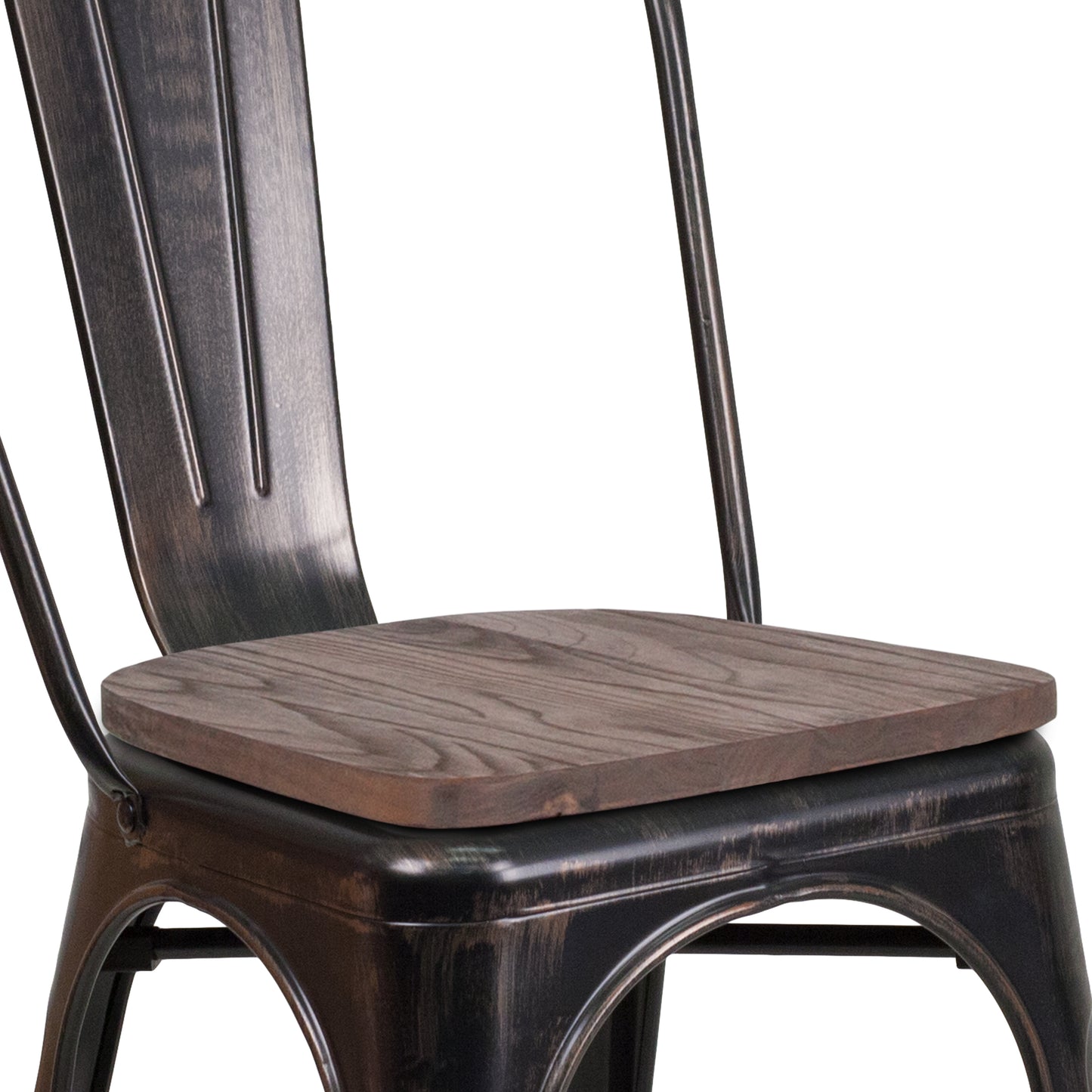 Aged Black Metal/Wood Chair CH-31230-BQ-WD-GG