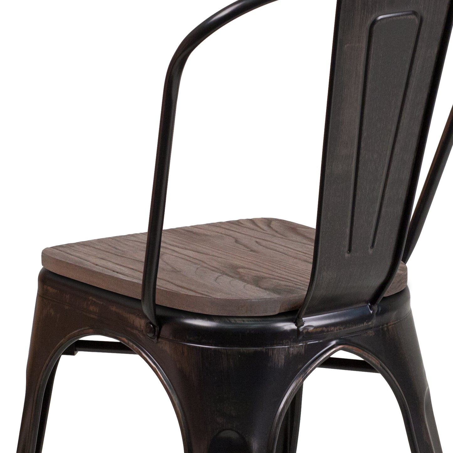 Aged Black Metal/Wood Chair CH-31230-BQ-WD-GG