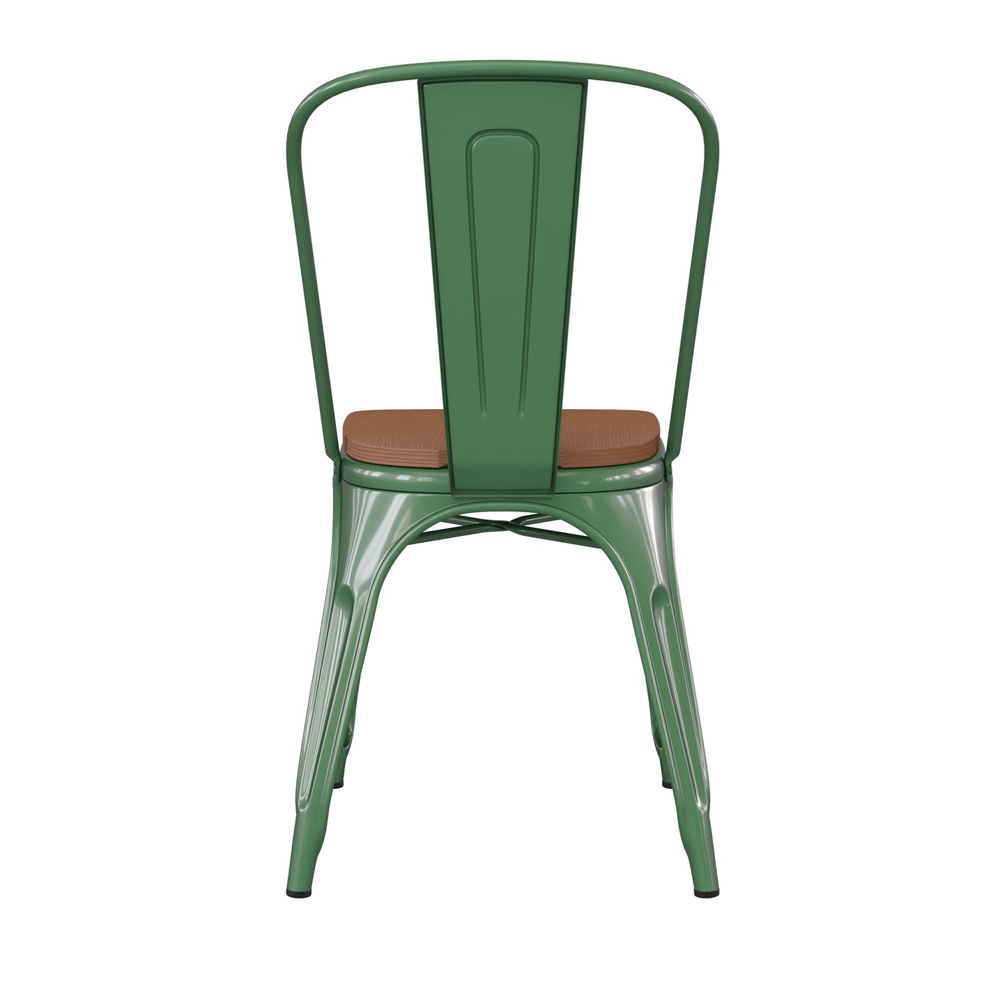 Green Metal Chair-Teak Seat CH-31230-GN-PL1T-GG