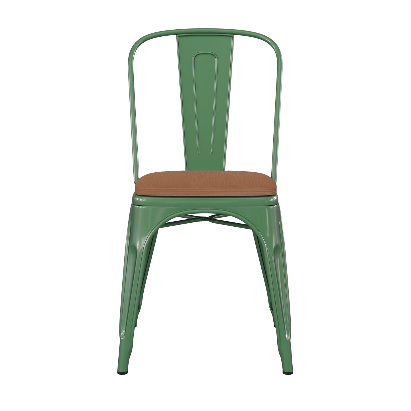 Green Metal Chair-Teak Seat CH-31230-GN-PL1T-GG