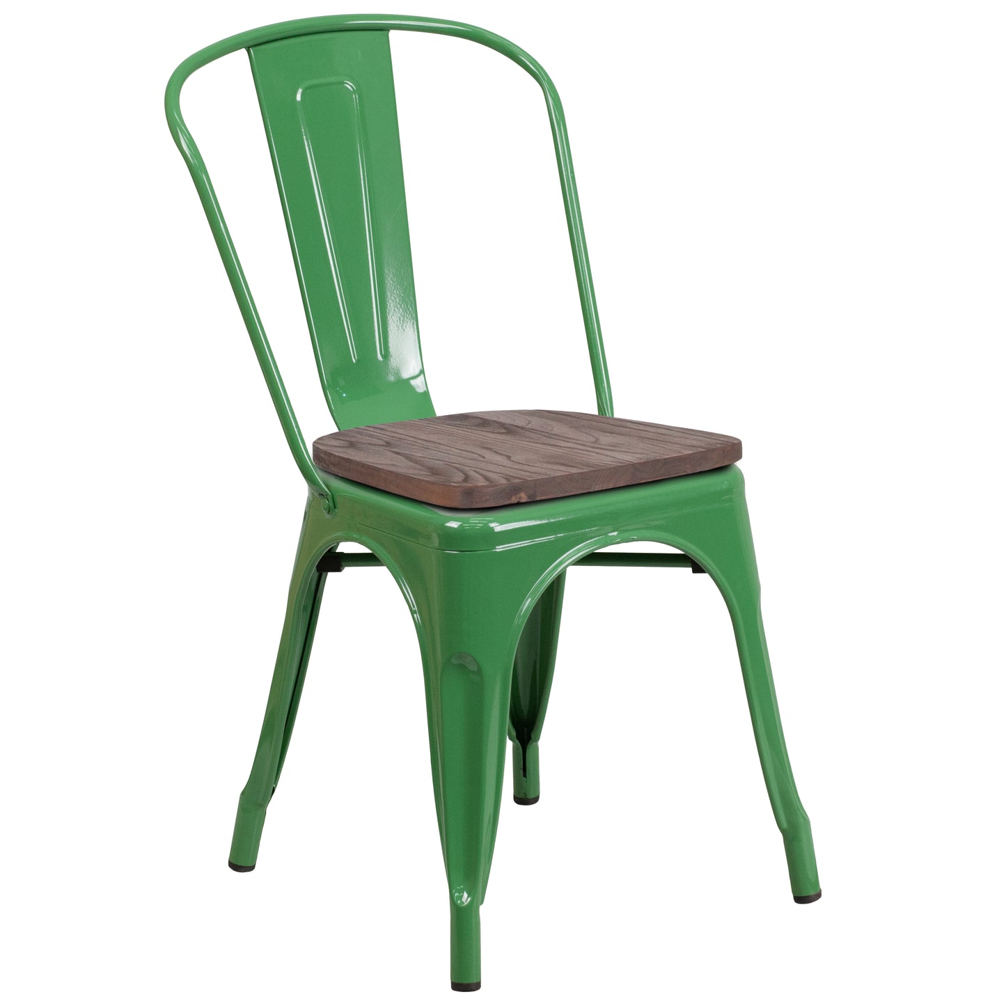 Green Metal Stack Chair CH-31230-GN-WD-GG