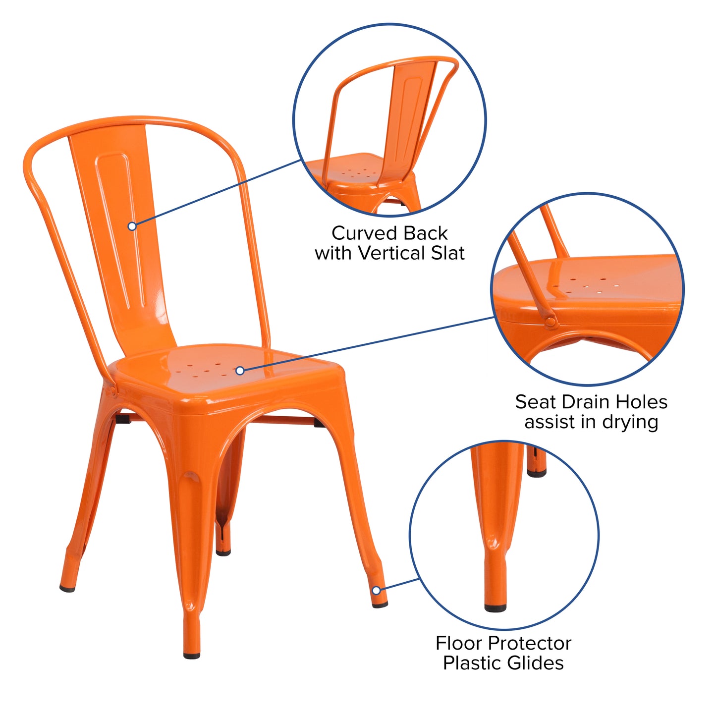 Orange Metal Chair CH-31230-OR-GG