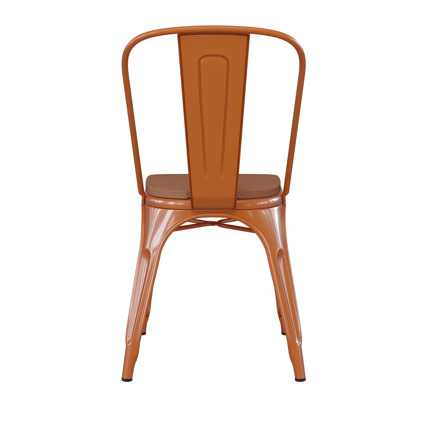 Orange Metal Chair-Teak Seat CH-31230-OR-PL1T-GG