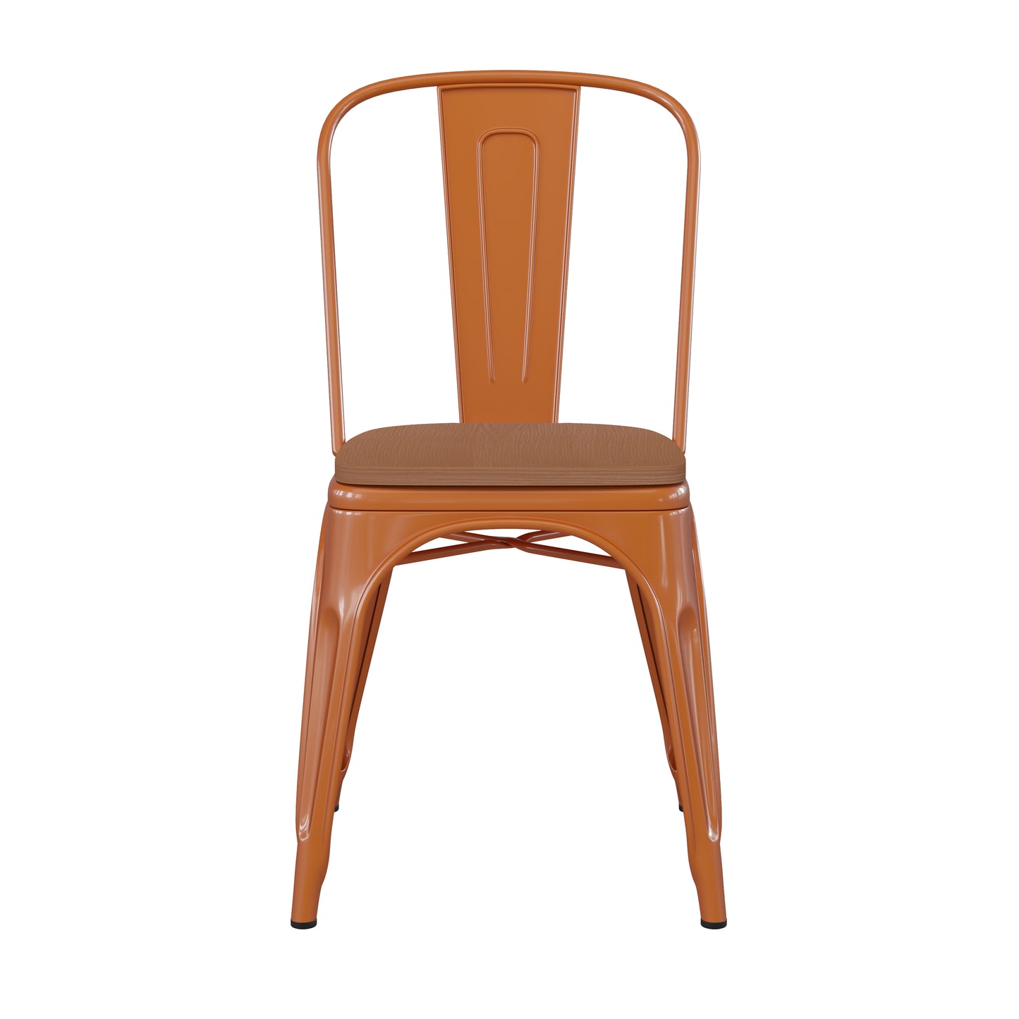 Orange Metal Chair-Teak Seat CH-31230-OR-PL1T-GG