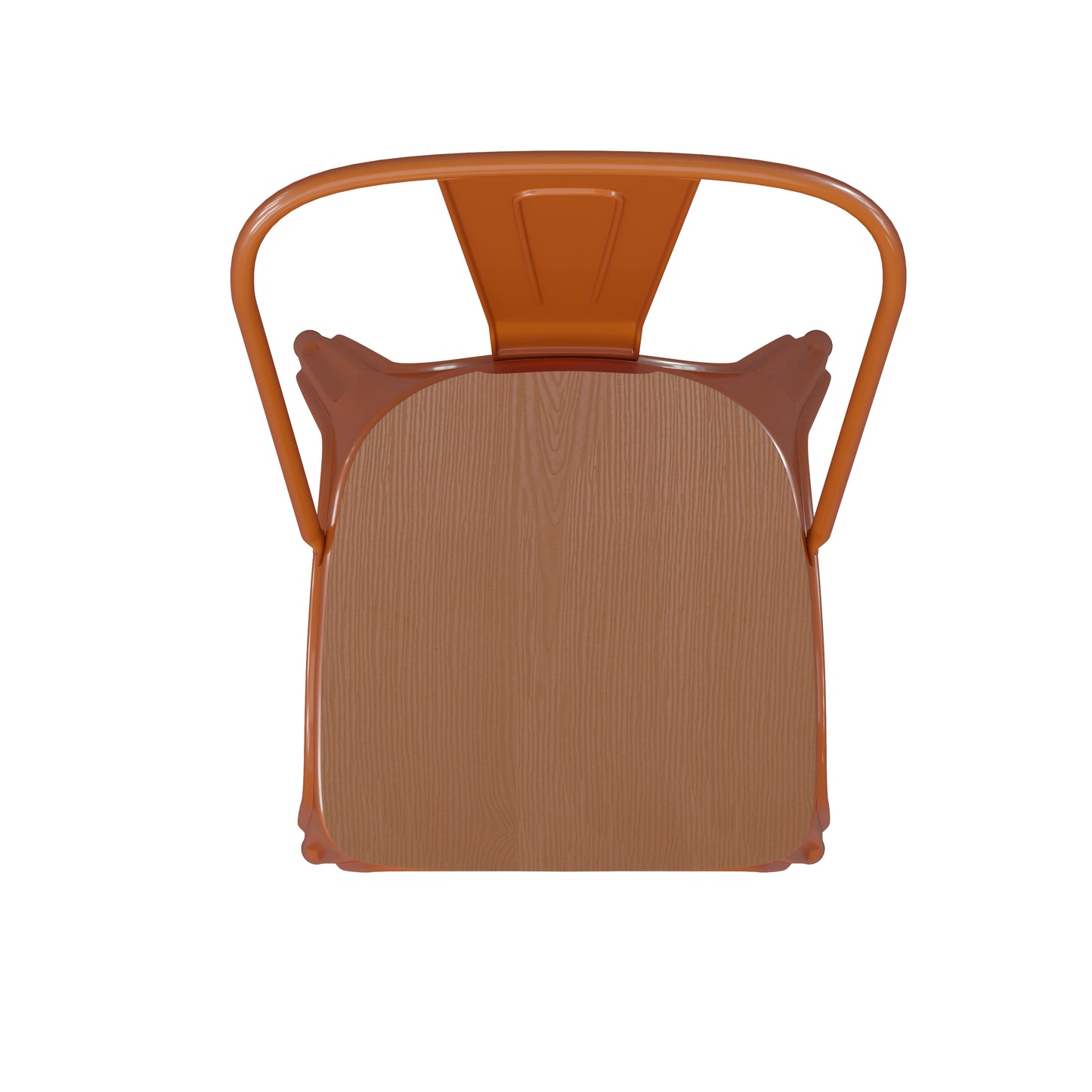 Orange Metal Chair-Teak Seat CH-31230-OR-PL1T-GG