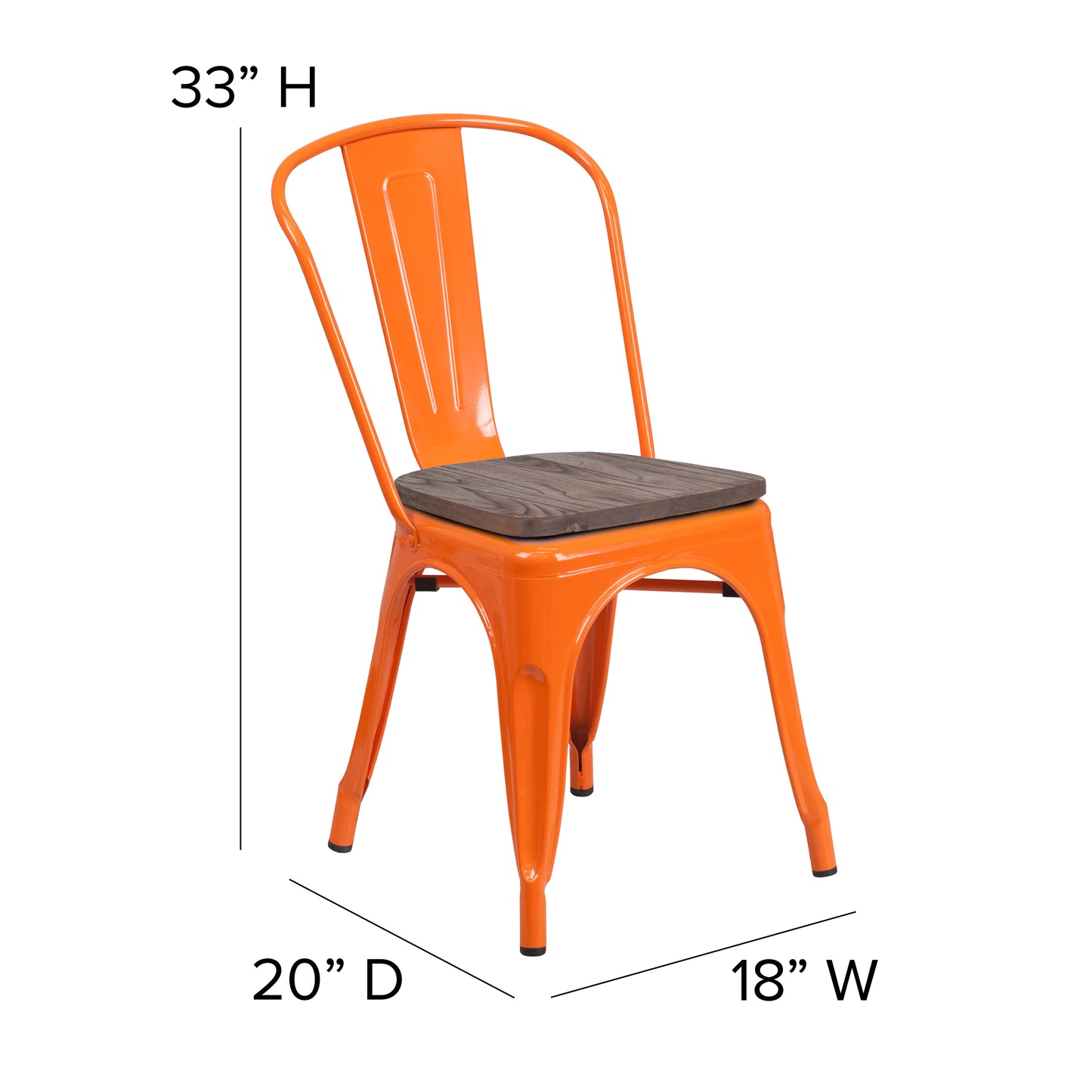 Orange Metal Stack Chair CH-31230-OR-WD-GG