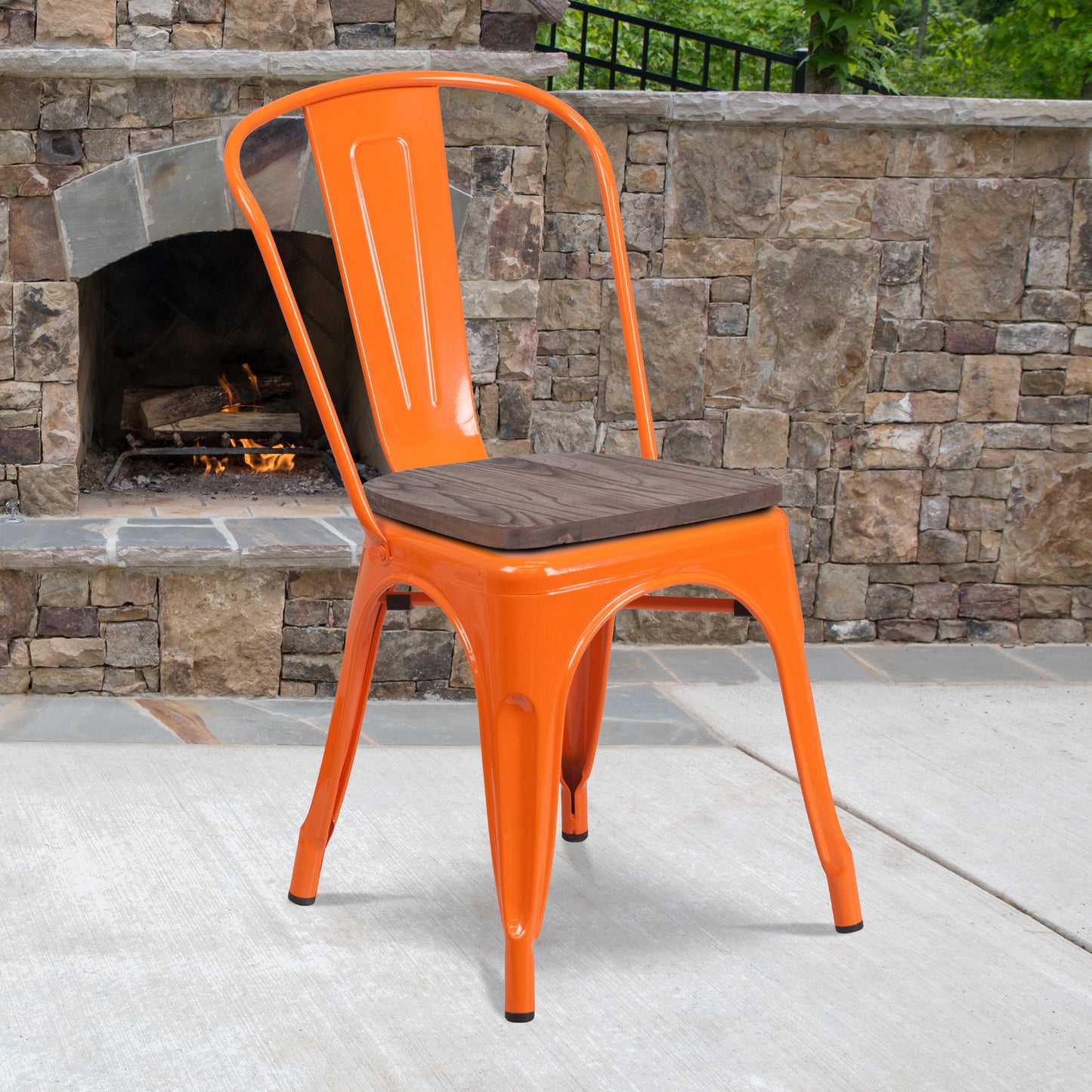 Orange Metal Stack Chair CH-31230-OR-WD-GG