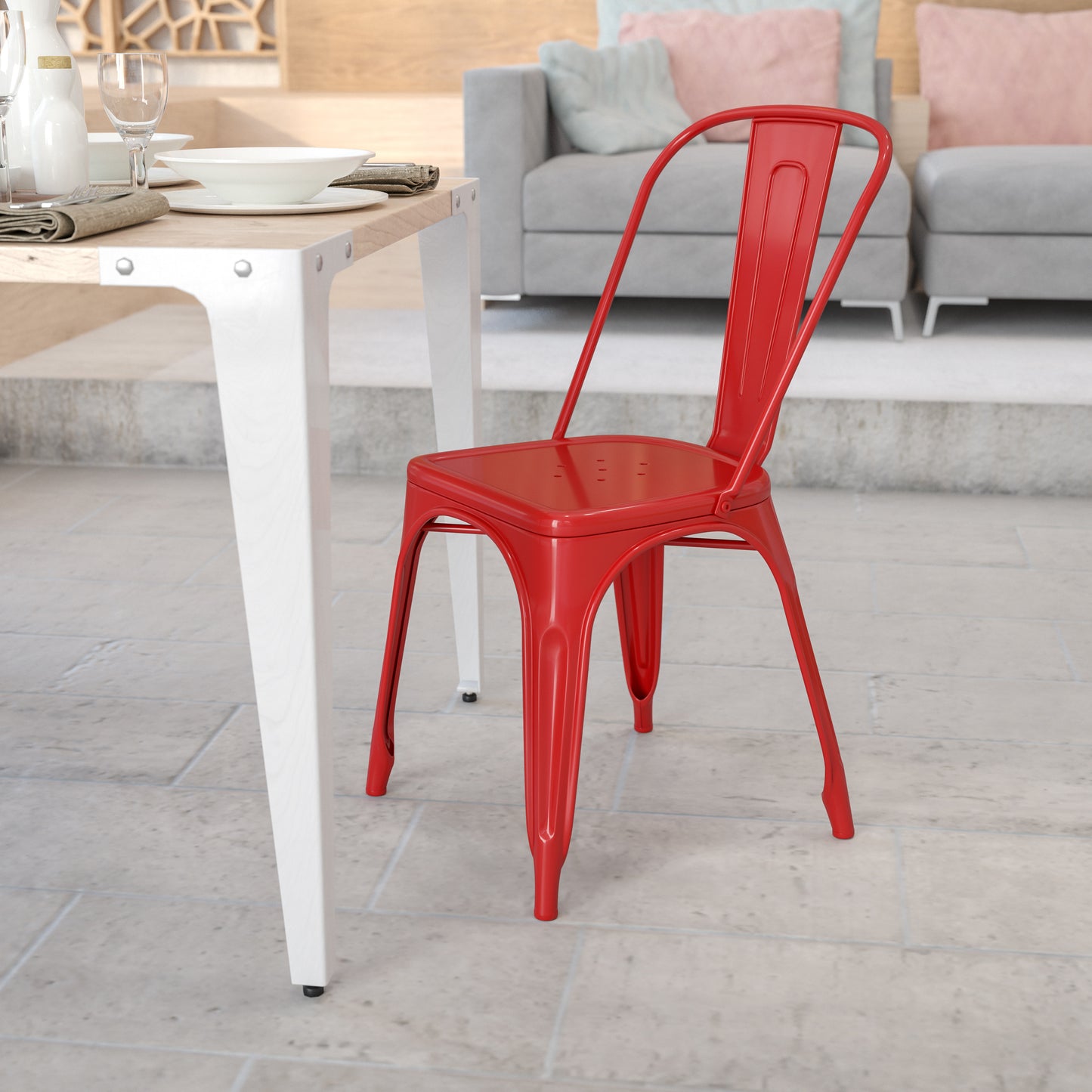 Red Metal Chair CH-31230-RED-GG