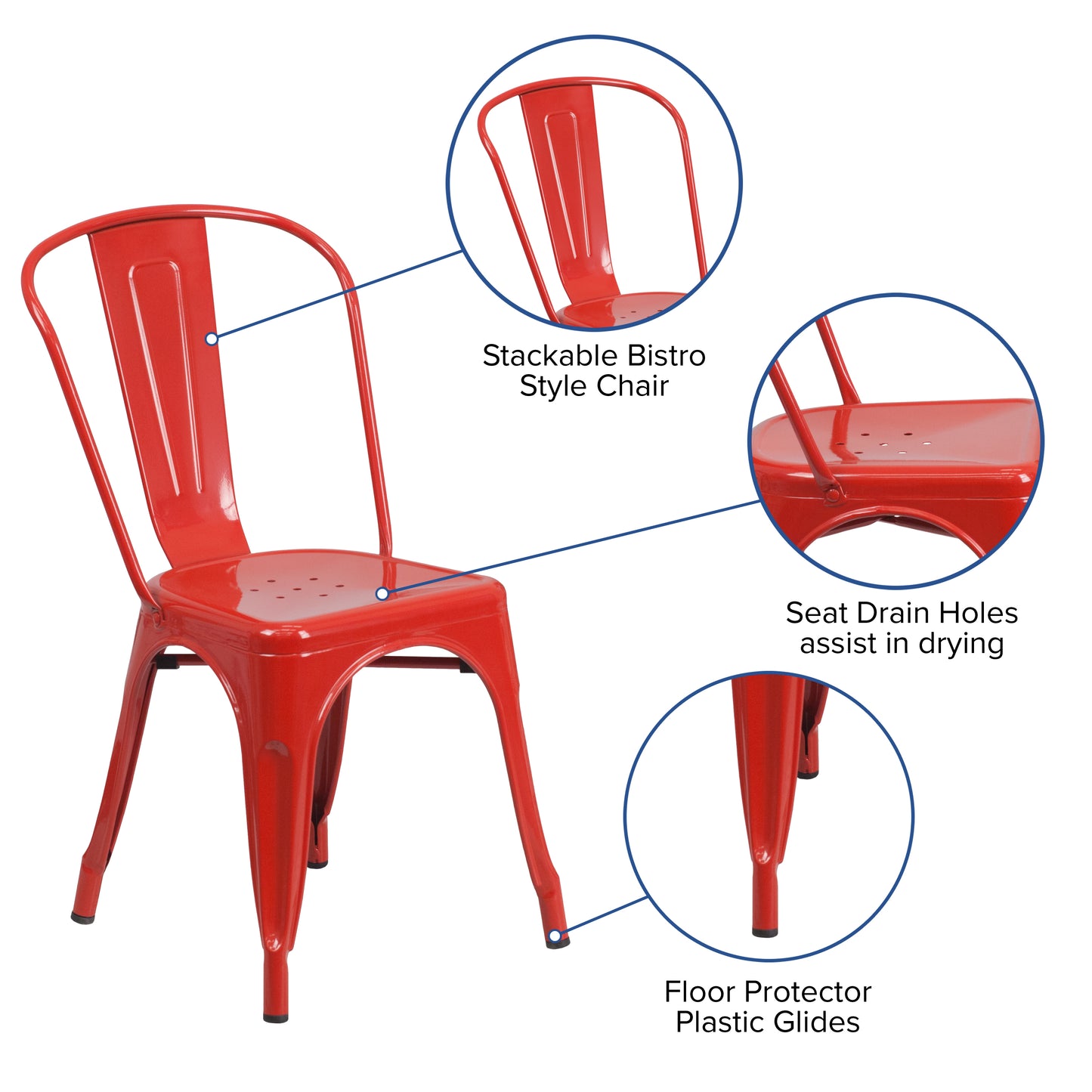 Red Metal Chair CH-31230-RED-GG