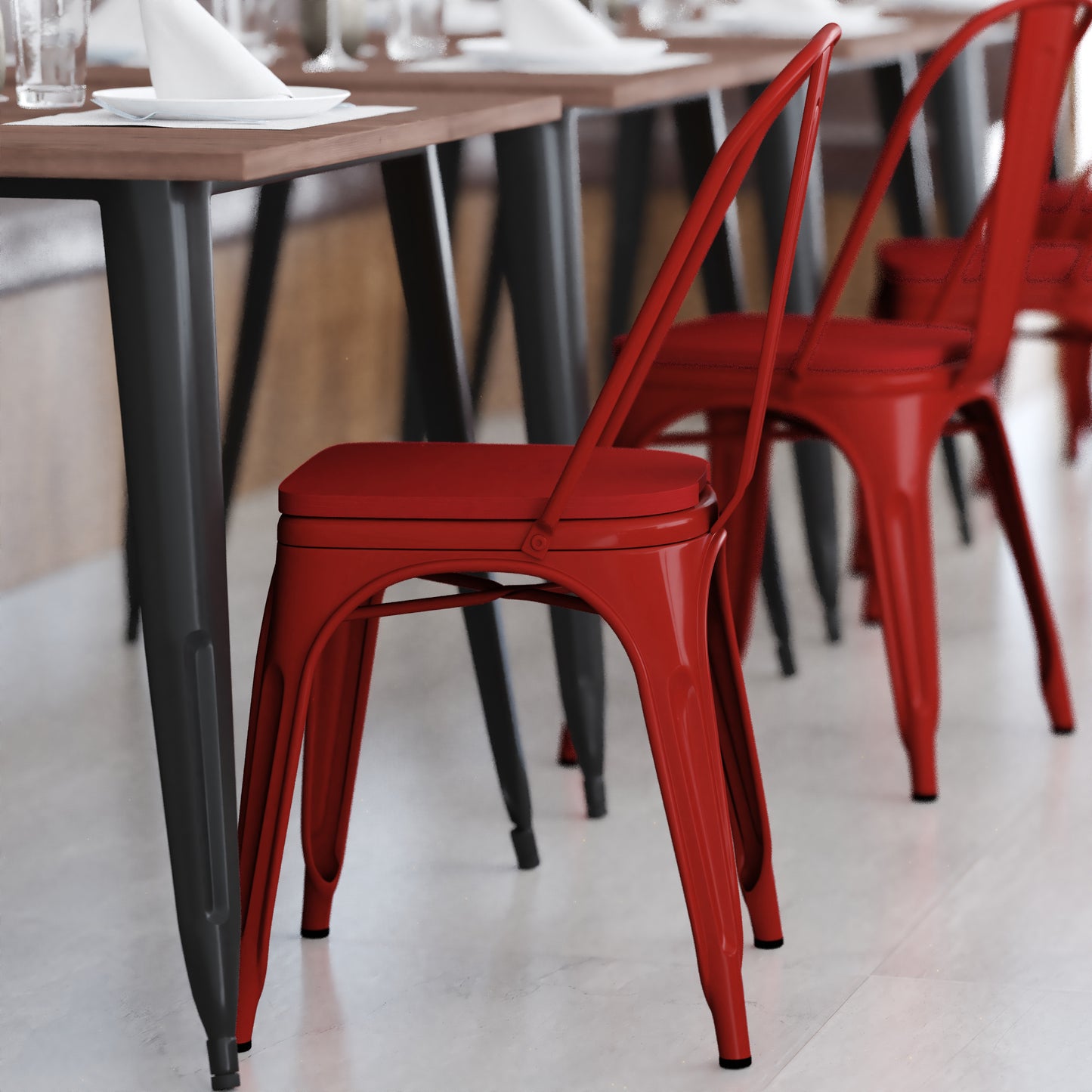 Red Metal Chair-Red Seat CH-31230-RED-PL1R-GG