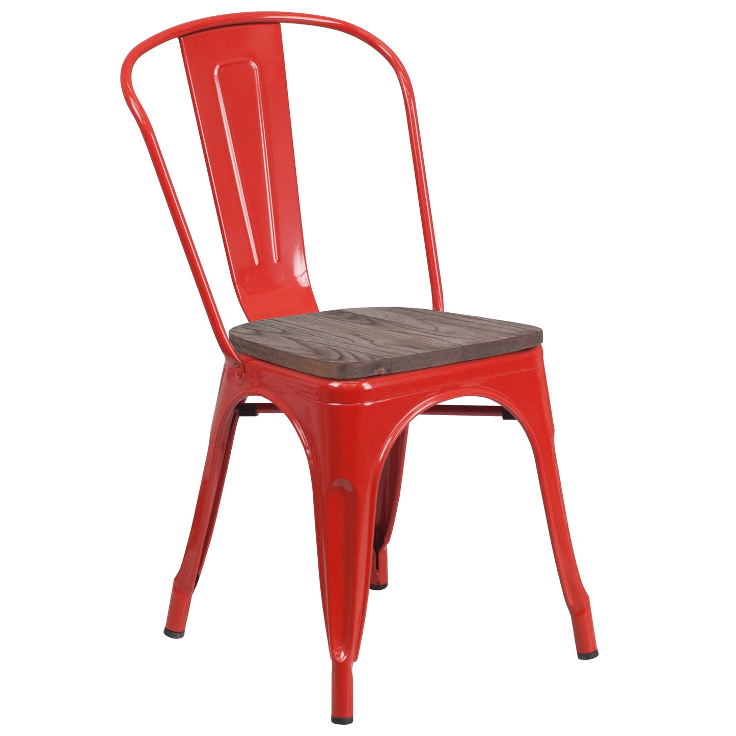 Red Metal Stack Chair CH-31230-RED-WD-GG