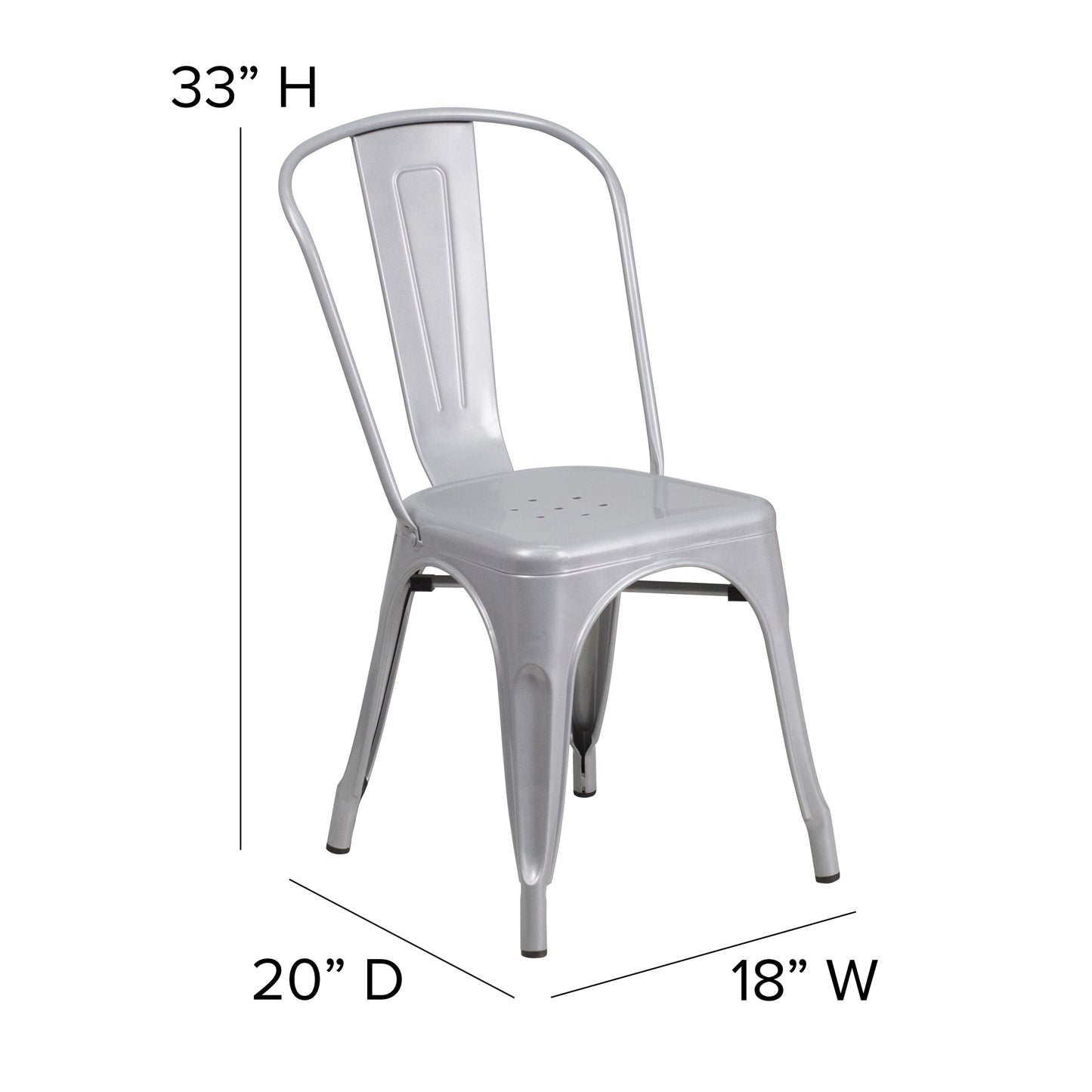 Stackable Metal Dining Chair for Indoor or Outdoor Use