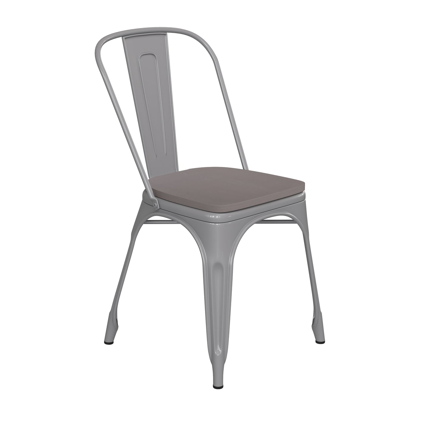 Silver Metal Chair-Gray Seat CH-31230-SIL-PL1G-GG