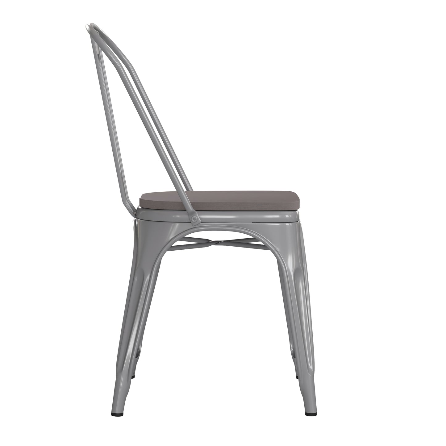 Silver Metal Chair-Gray Seat CH-31230-SIL-PL1G-GG