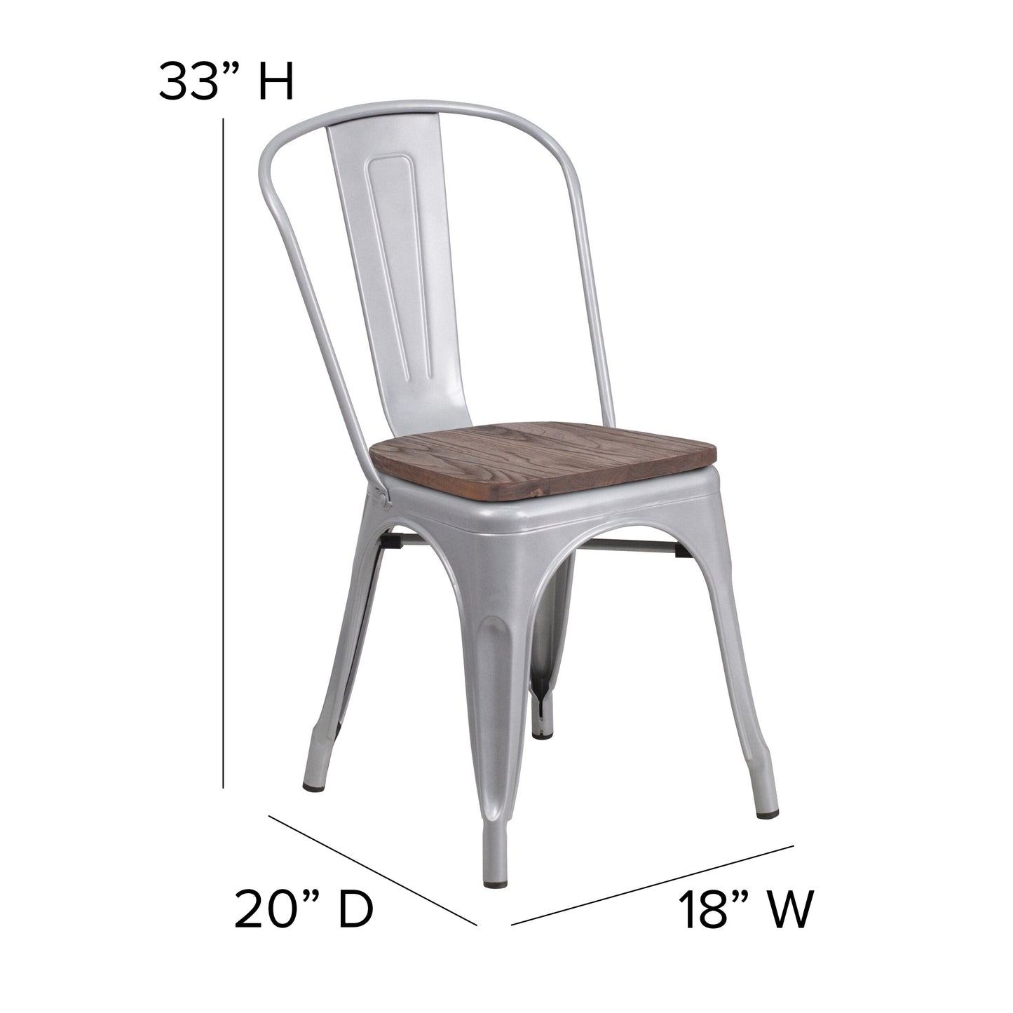 Silver Metal Stack Chair CH-31230-SIL-WD-GG