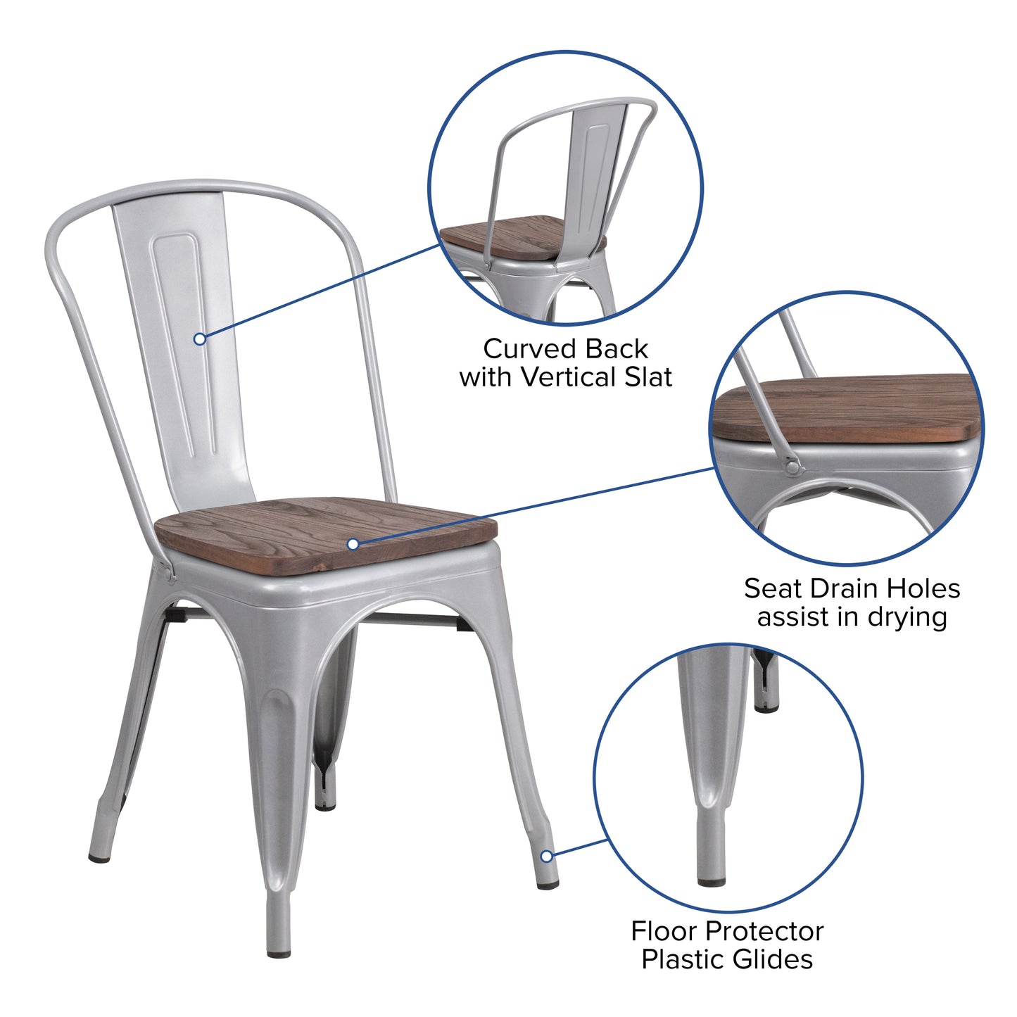 Silver Metal Stack Chair CH-31230-SIL-WD-GG