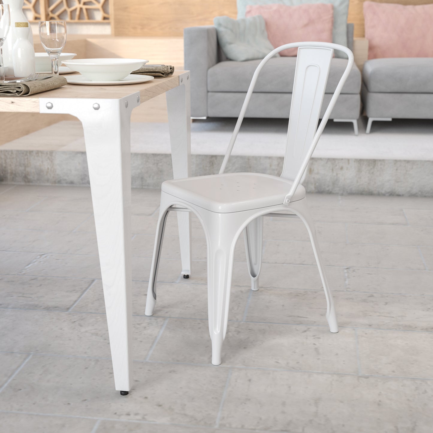 Stackable Metal Dining Chair for Indoor or Outdoor Use