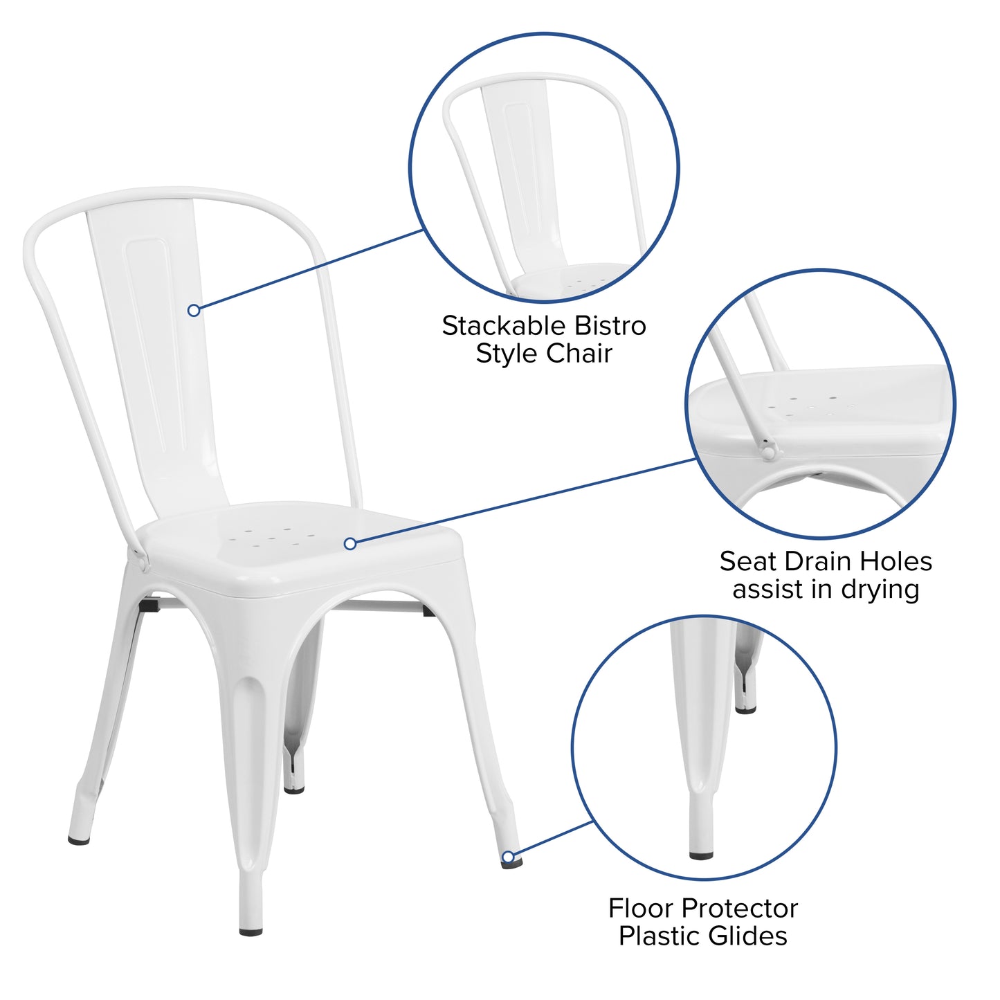 Stackable Metal Dining Chair for Indoor or Outdoor Use