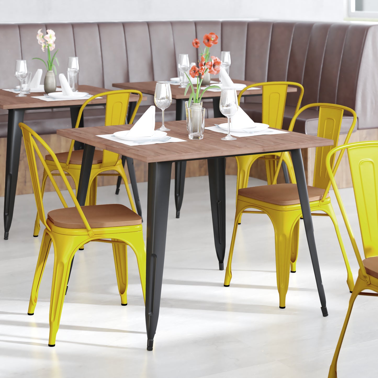 Modern Colorful Stack Chair with Poly Resin Seat for Commercial or Residential Use