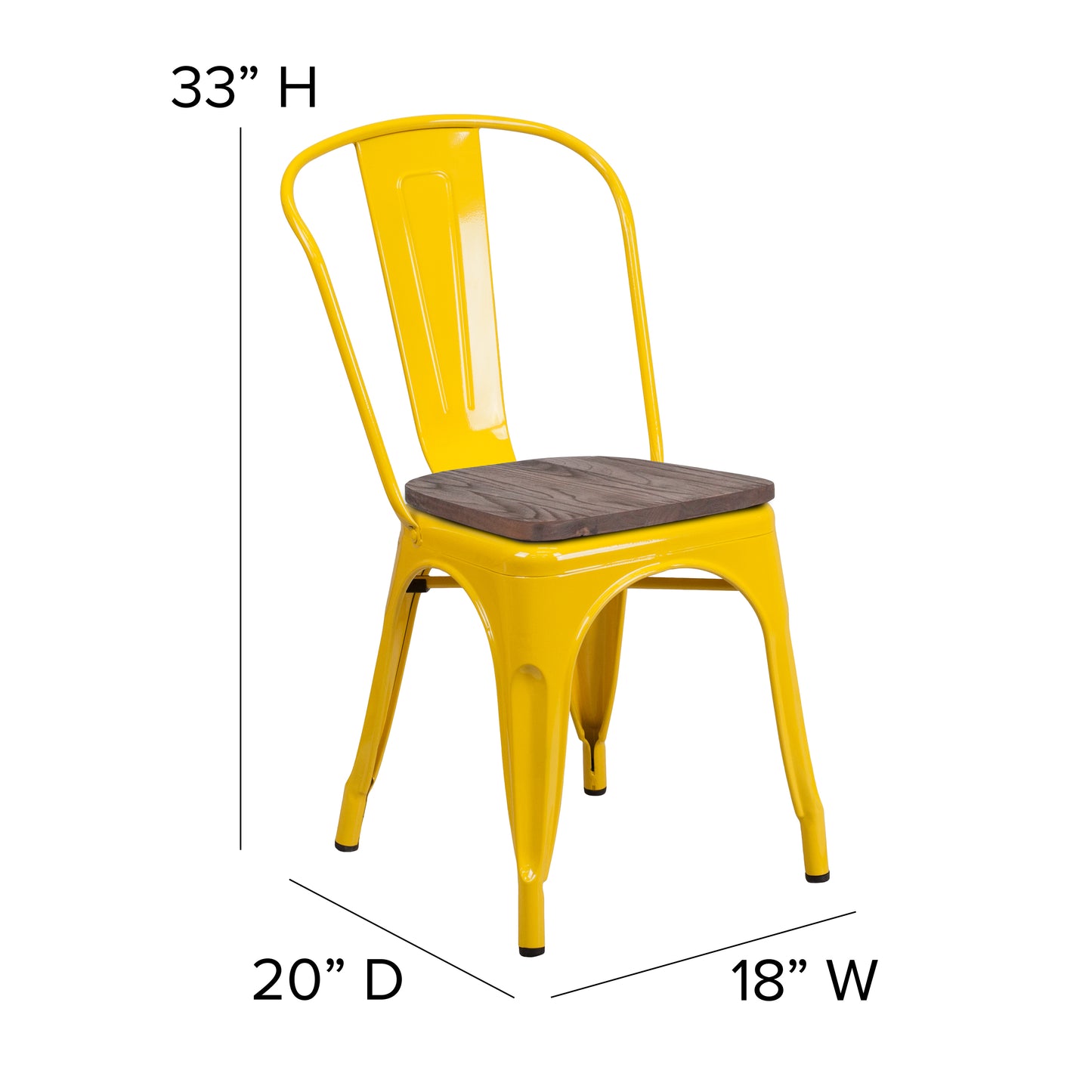 Yellow Metal Stack Chair CH-31230-YL-WD-GG