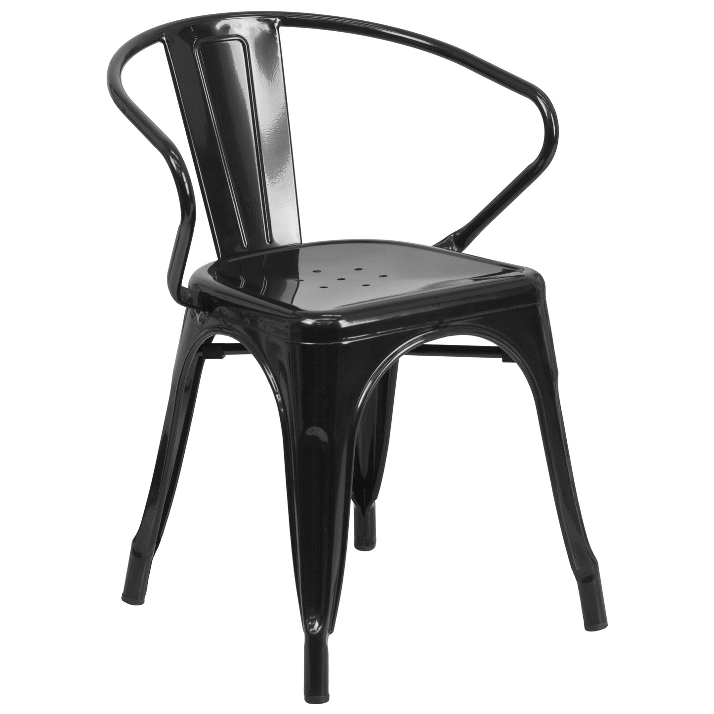 Black Metal Chair With Arms CH-31270-BK-GG