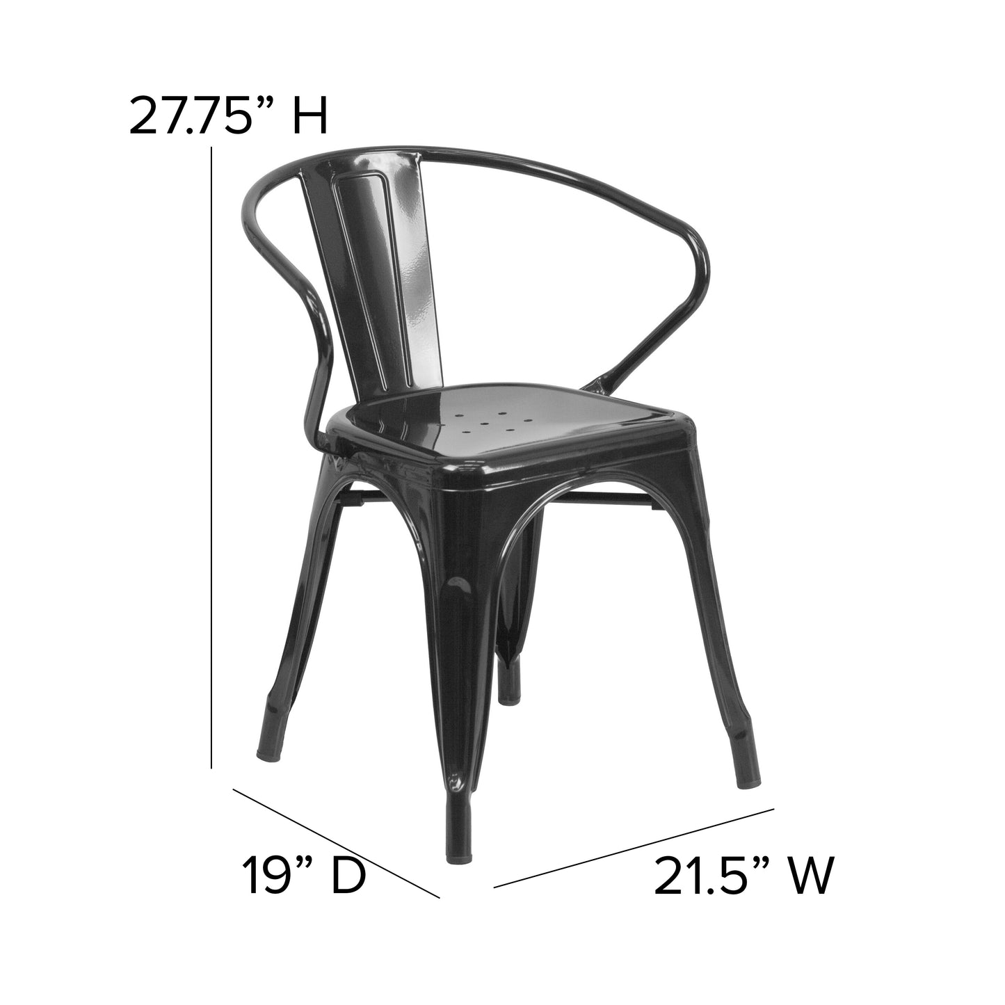 Black Metal Chair With Arms CH-31270-BK-GG