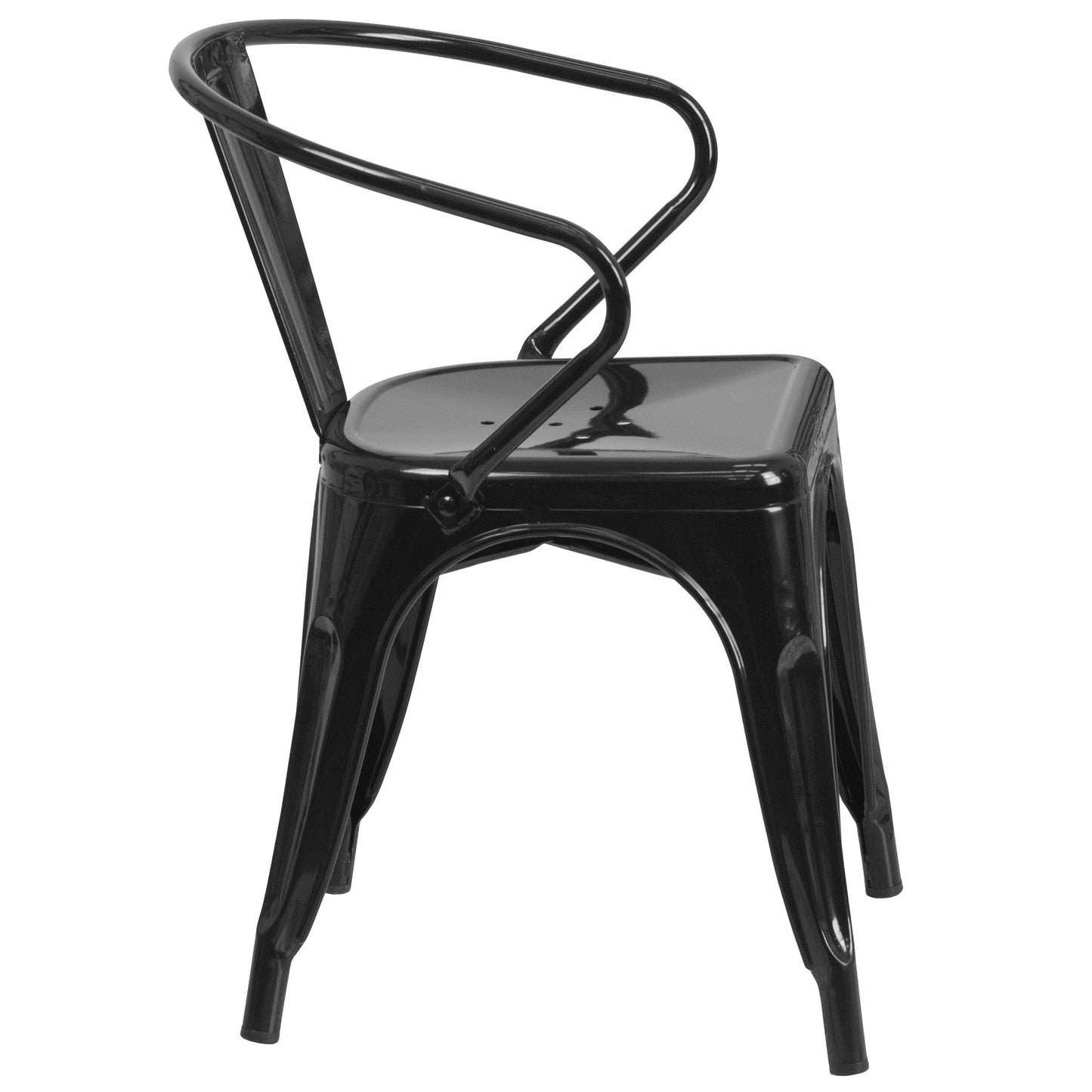 Black Metal Chair With Arms CH-31270-BK-GG