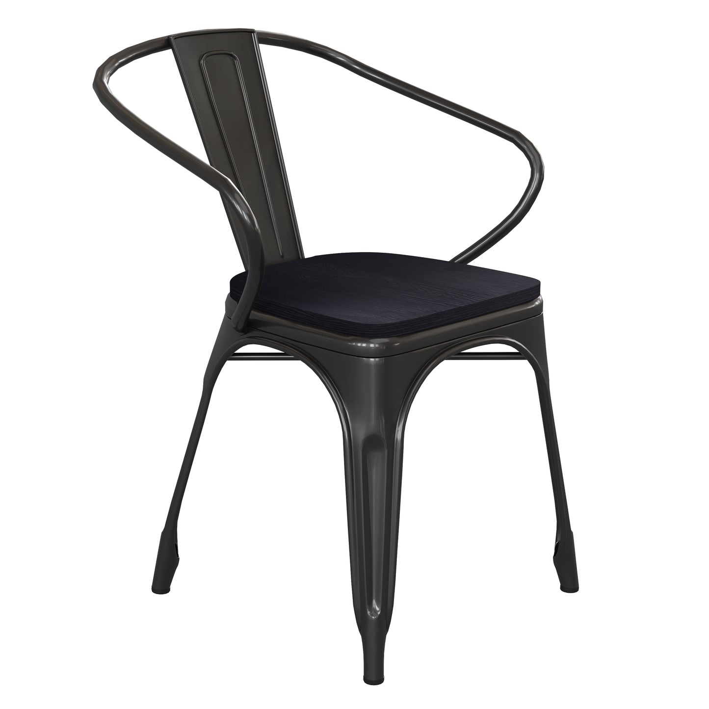 Black Metal Chair-Black Seat CH-31270-BK-PL1B-GG