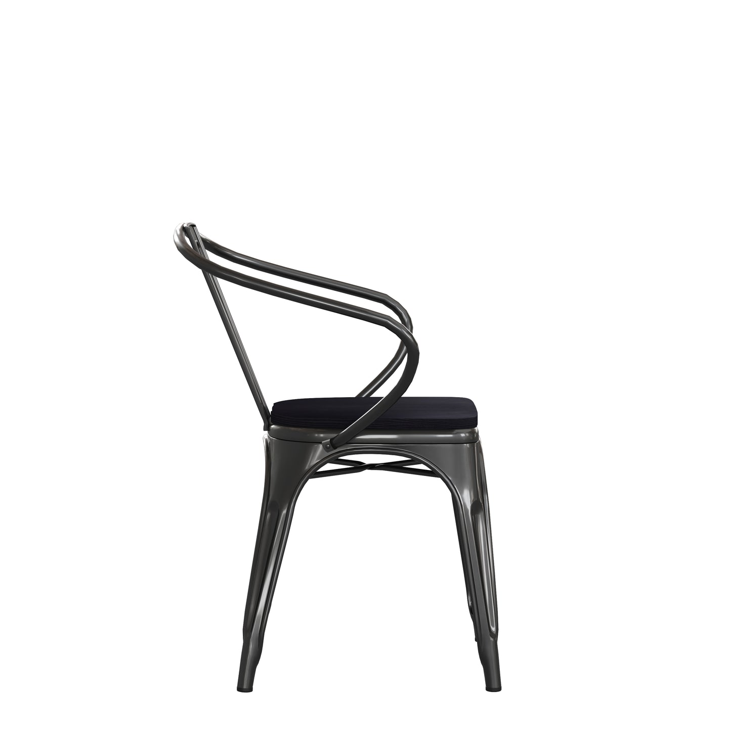 Black Metal Chair-Black Seat CH-31270-BK-PL1B-GG