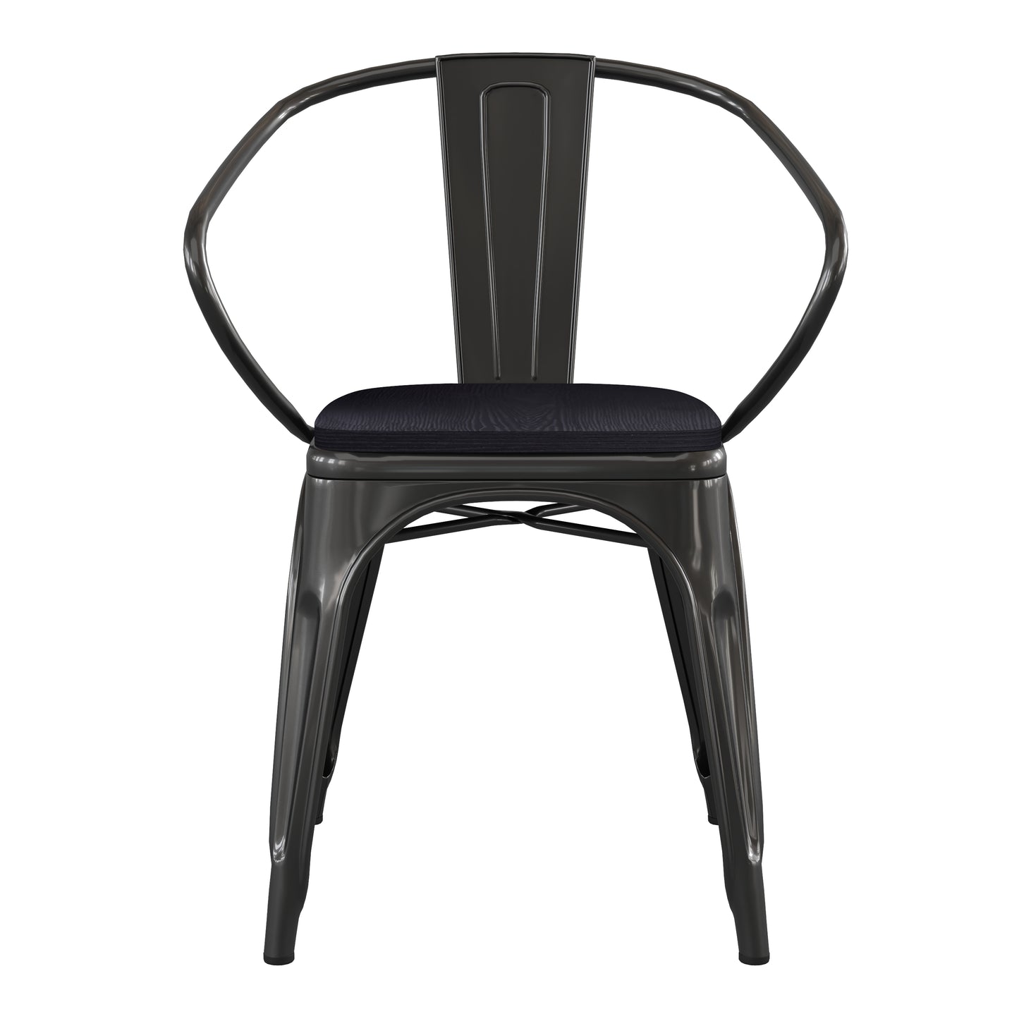 Black Metal Chair-Black Seat CH-31270-BK-PL1B-GG