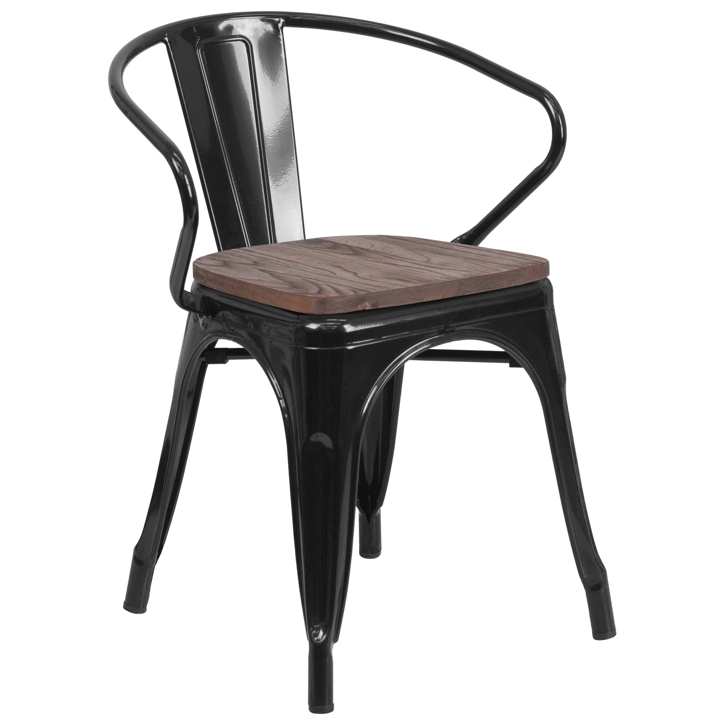 Black Metal Chair With Arms CH-31270-BK-WD-GG