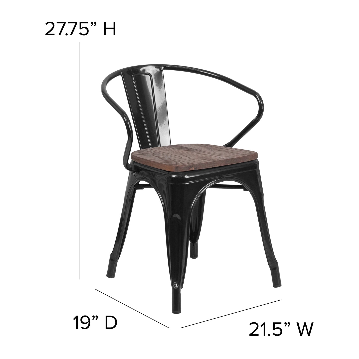 Black Metal Chair With Arms CH-31270-BK-WD-GG