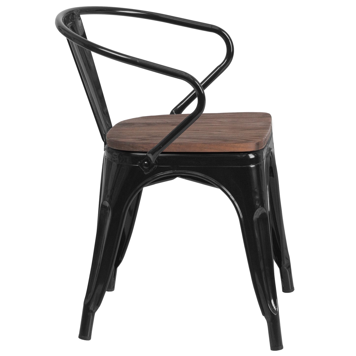 Black Metal Chair With Arms CH-31270-BK-WD-GG