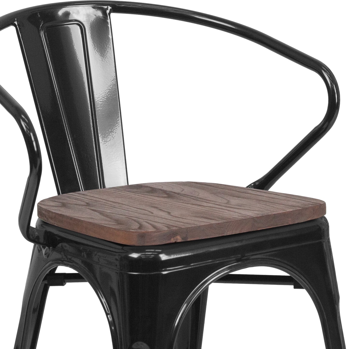 Black Metal Chair With Arms CH-31270-BK-WD-GG