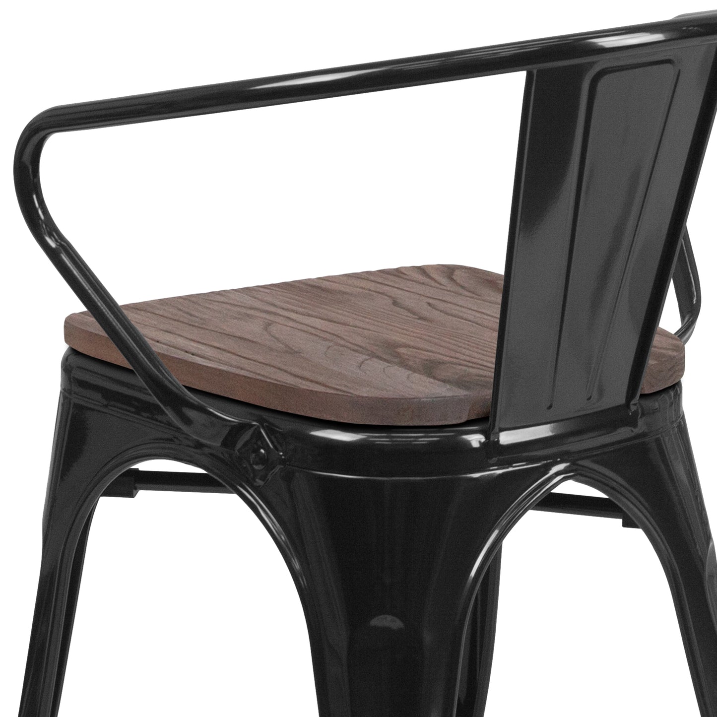 Black Metal Chair With Arms CH-31270-BK-WD-GG