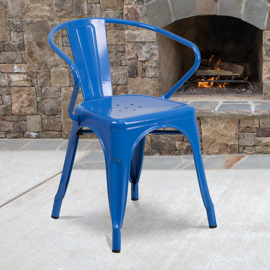 Blue Metal Chair With Arms CH-31270-BL-GG