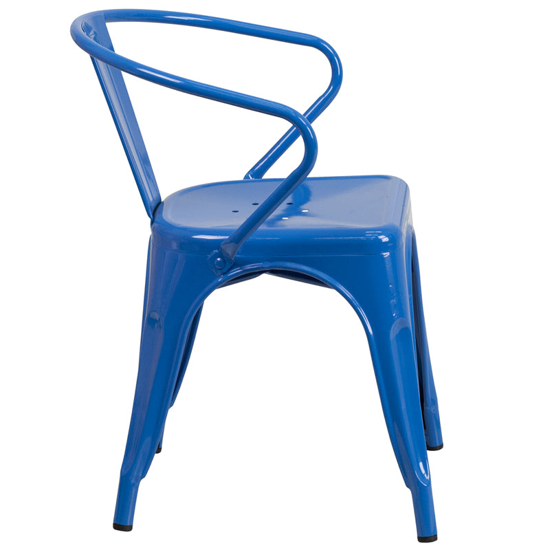 Blue Metal Chair With Arms CH-31270-BL-GG