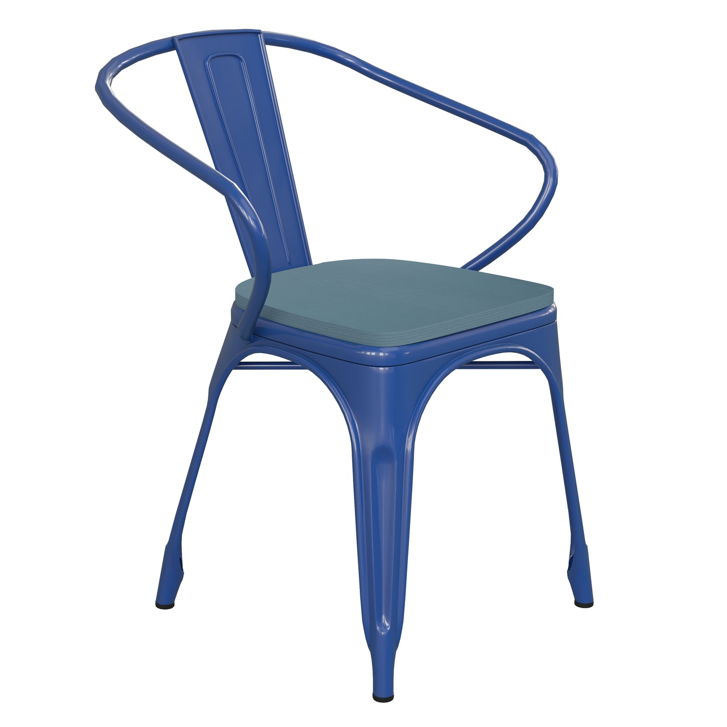 Blue Metal Chair-Teal Seat CH-31270-BL-PL1C-GG