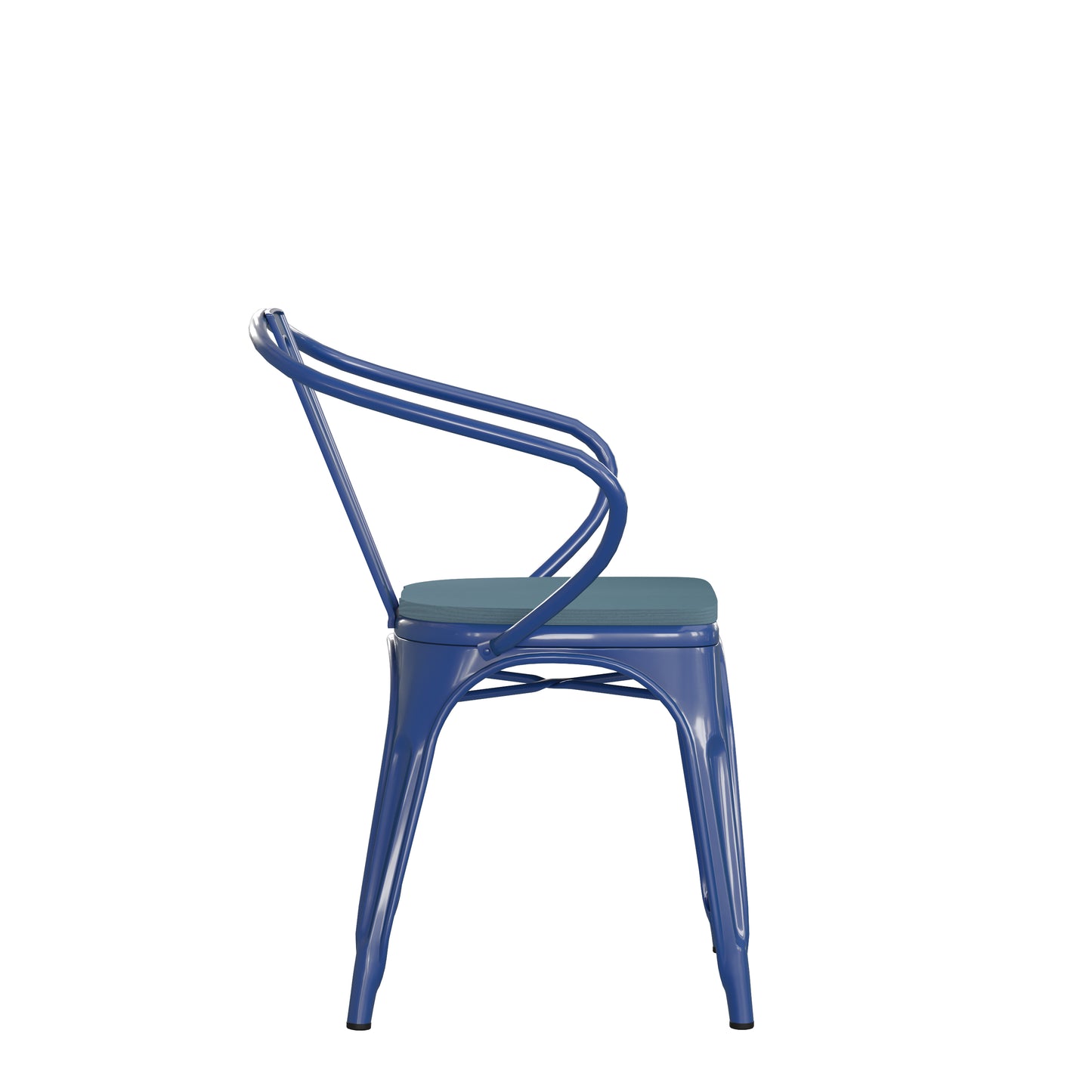 Blue Metal Chair-Teal Seat CH-31270-BL-PL1C-GG