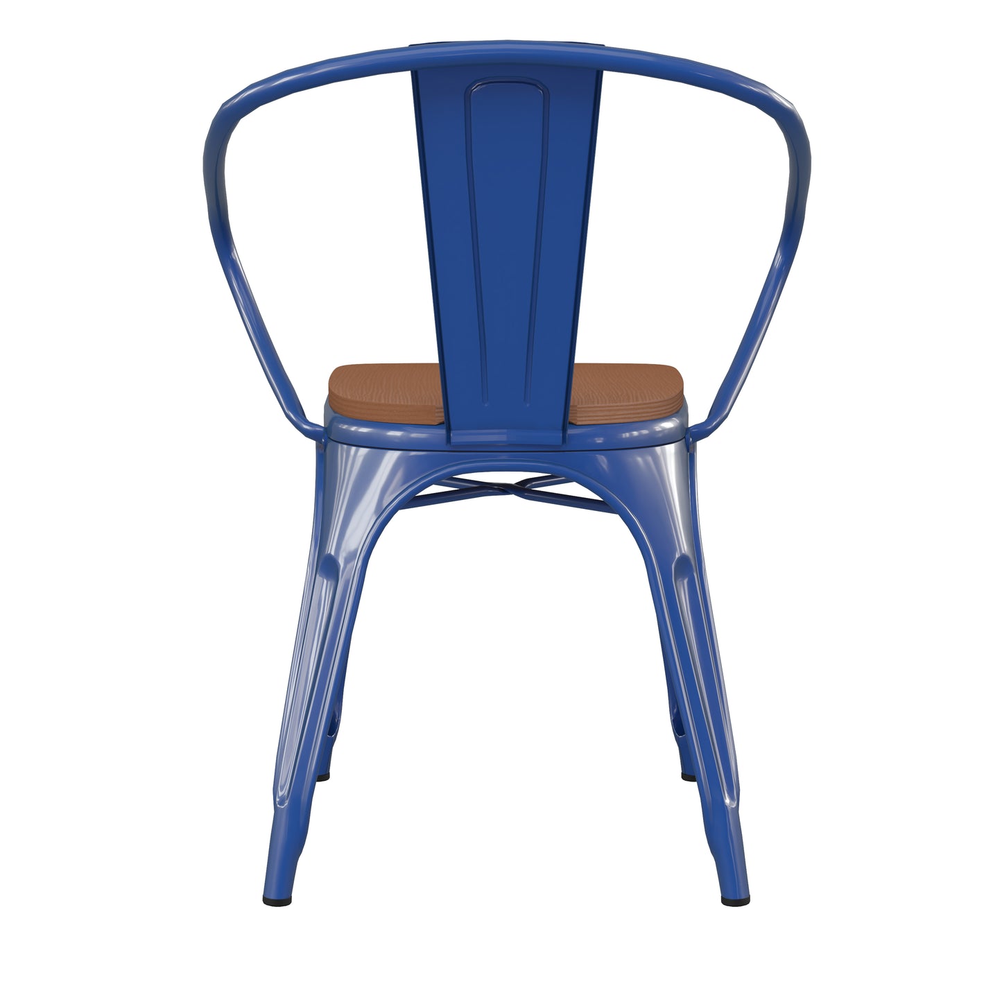 Blue Metal Chair-Teak Seat CH-31270-BL-PL1T-GG