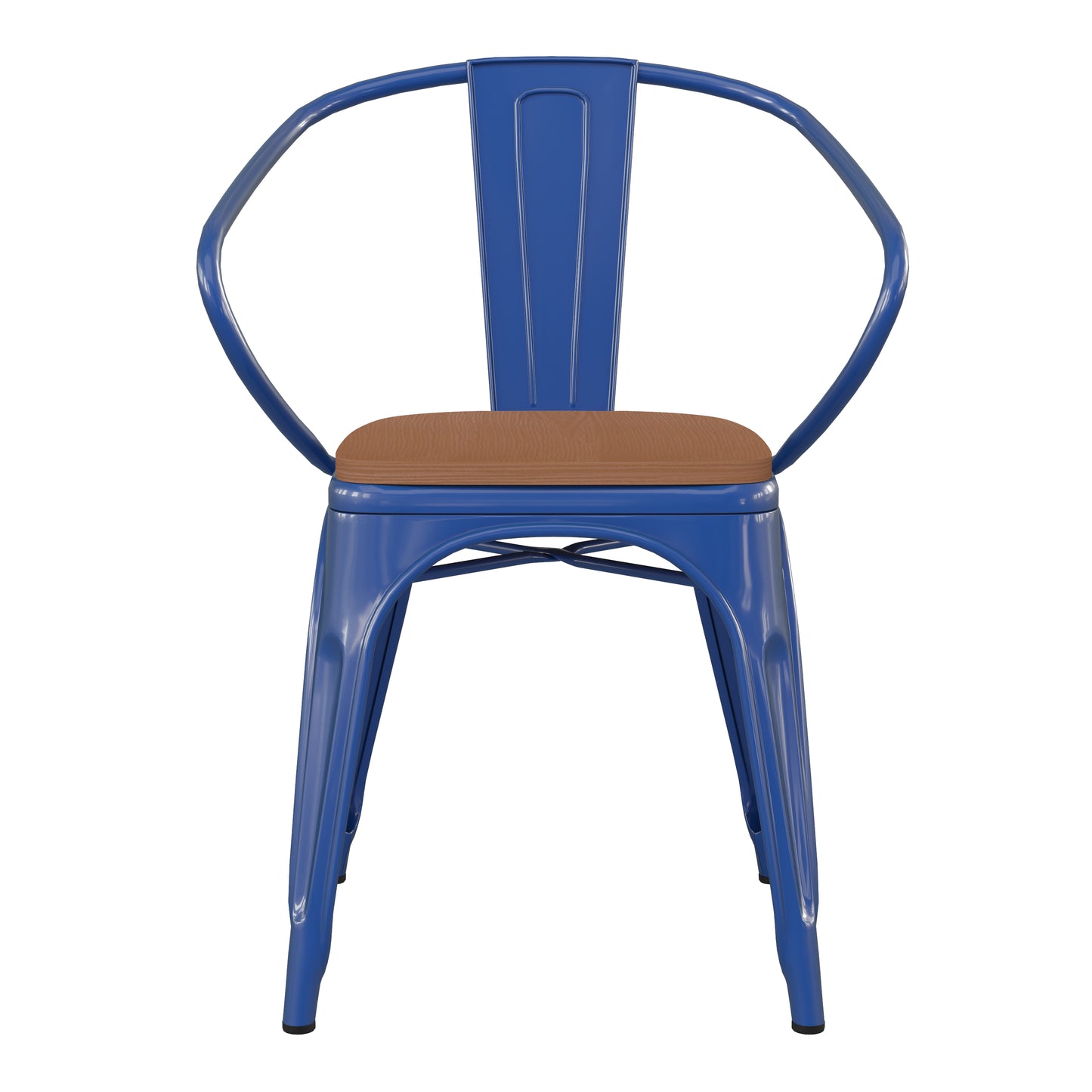 Blue Metal Chair-Teak Seat CH-31270-BL-PL1T-GG