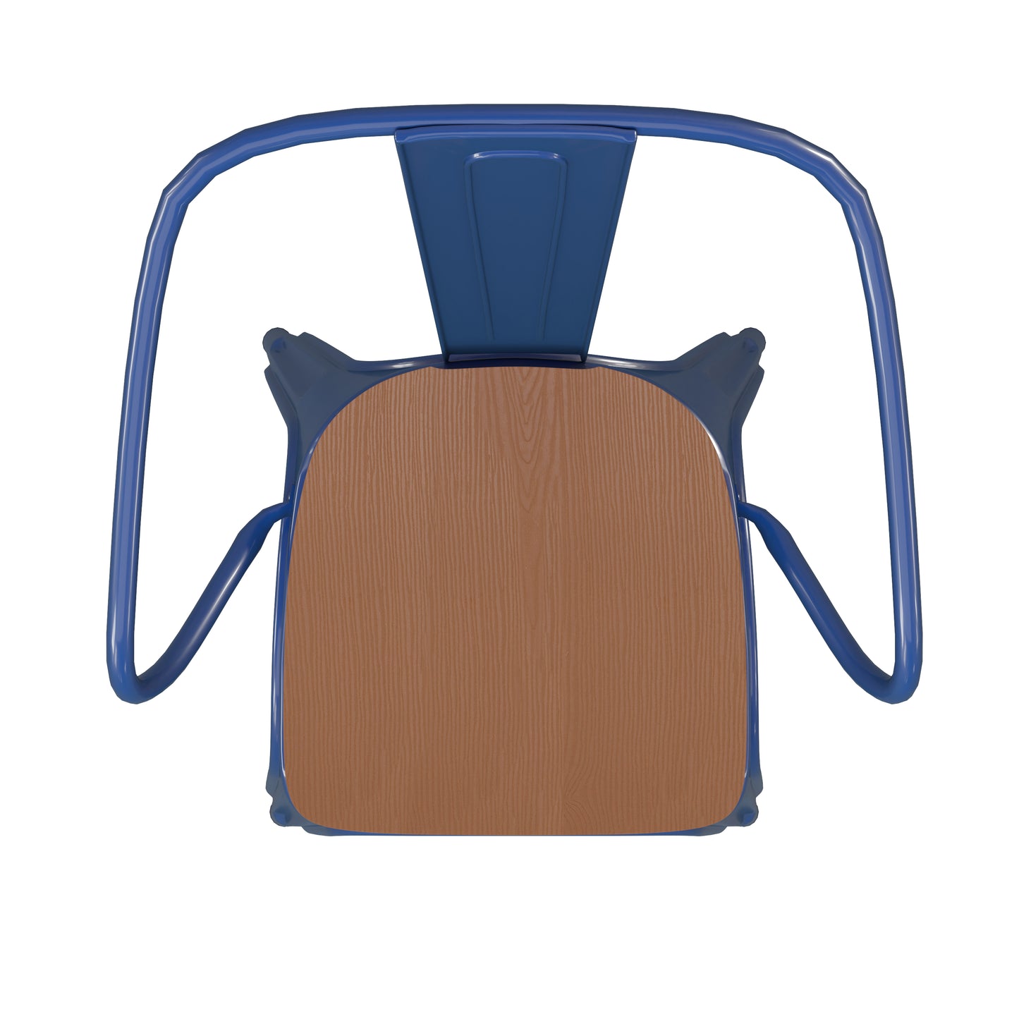 Blue Metal Chair-Teak Seat CH-31270-BL-PL1T-GG