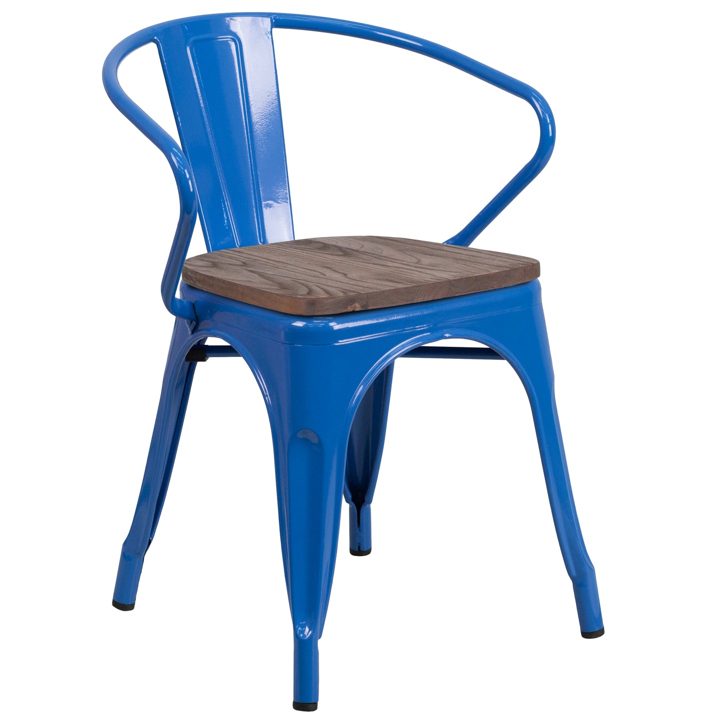 Blue Metal Chair With Arms CH-31270-BL-WD-GG