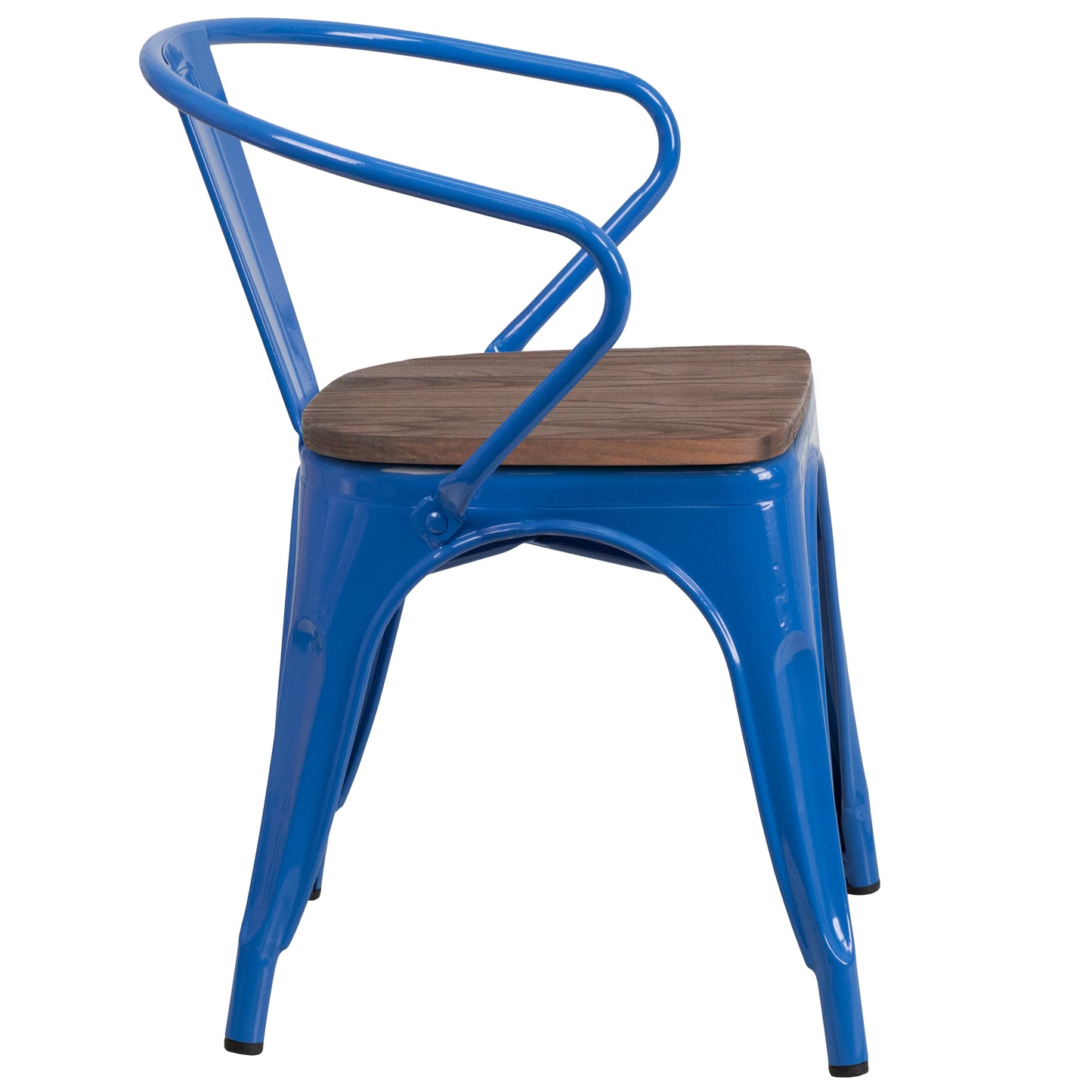 Blue Metal Chair With Arms CH-31270-BL-WD-GG