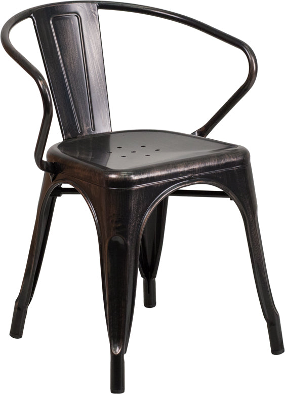 Aged Black Metal Chair-Arms CH-31270-BQ-GG