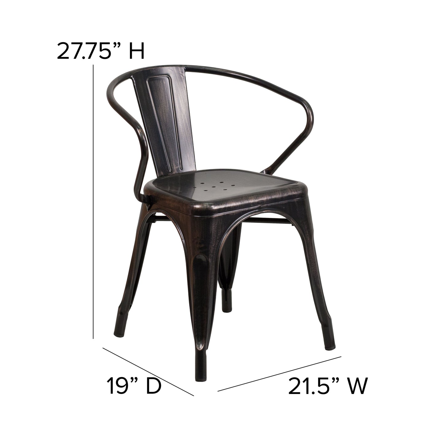 Aged Black Metal Chair-Arms CH-31270-BQ-GG