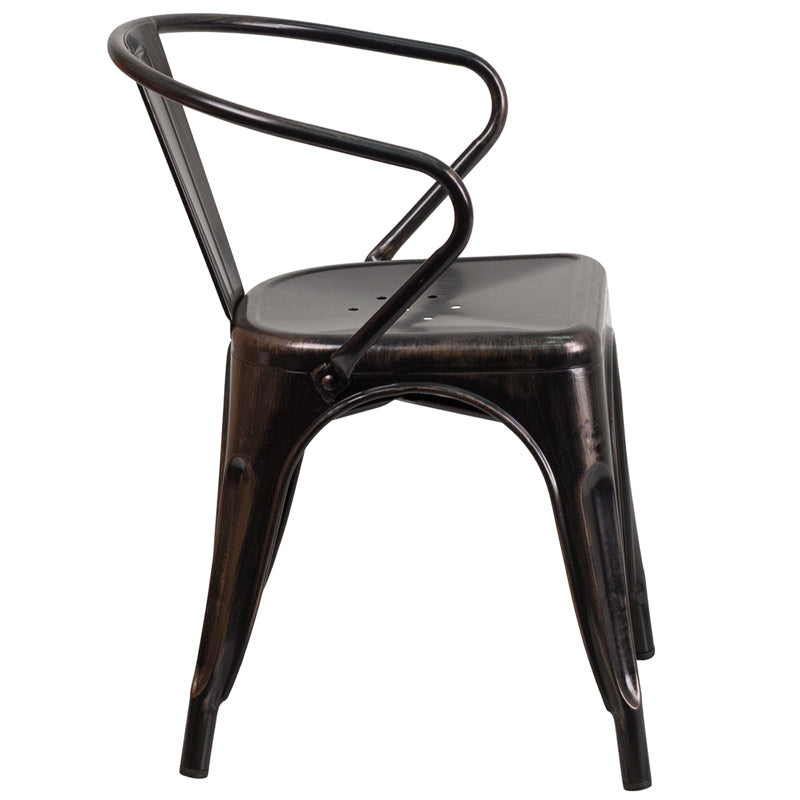 Aged Black Metal Chair-Arms CH-31270-BQ-GG